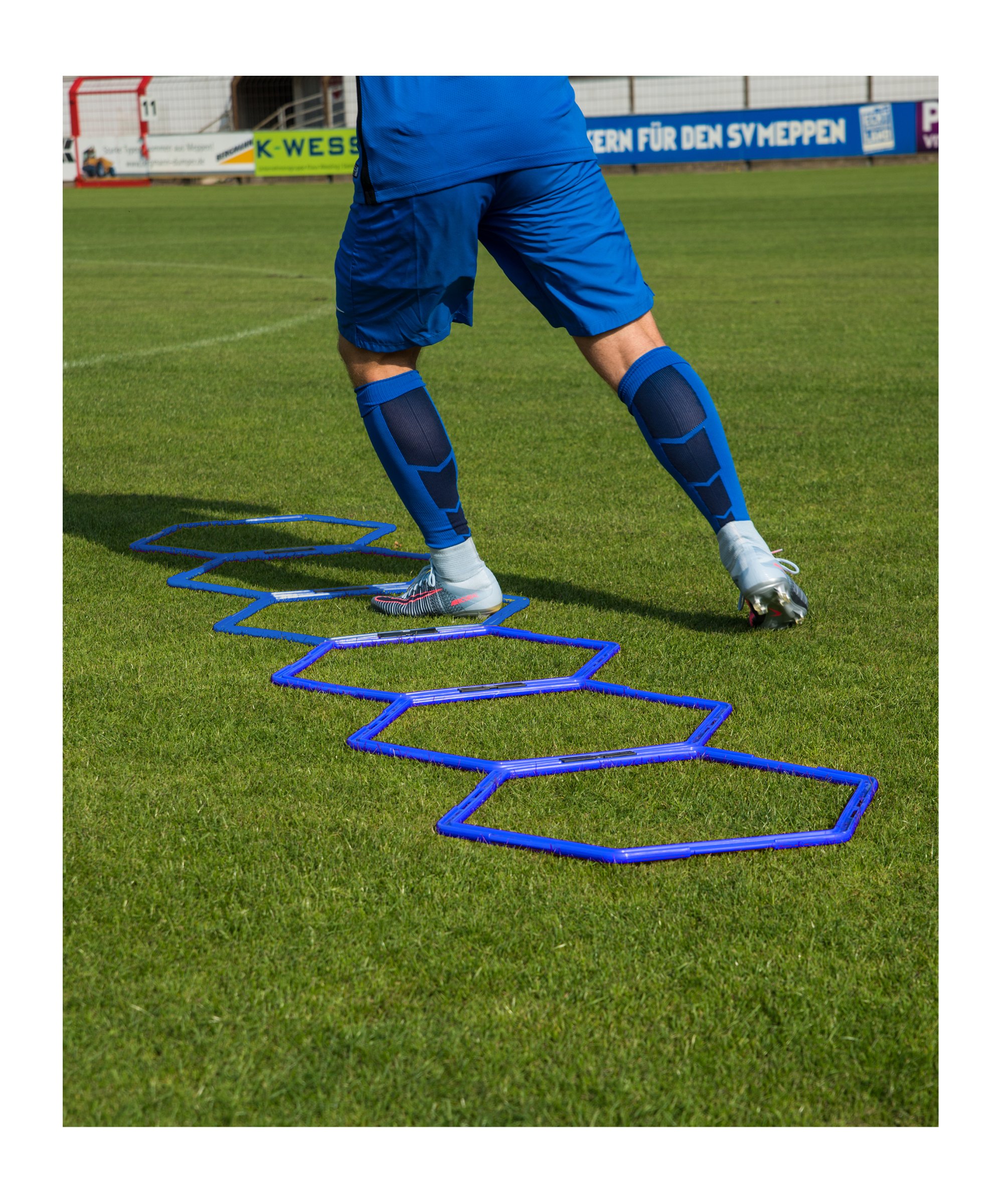 Cawila Hexa-Hoops Koordinationsleiter Set | 6er Set mit Tasche und 5 Clips | 49mm | Blau - blau