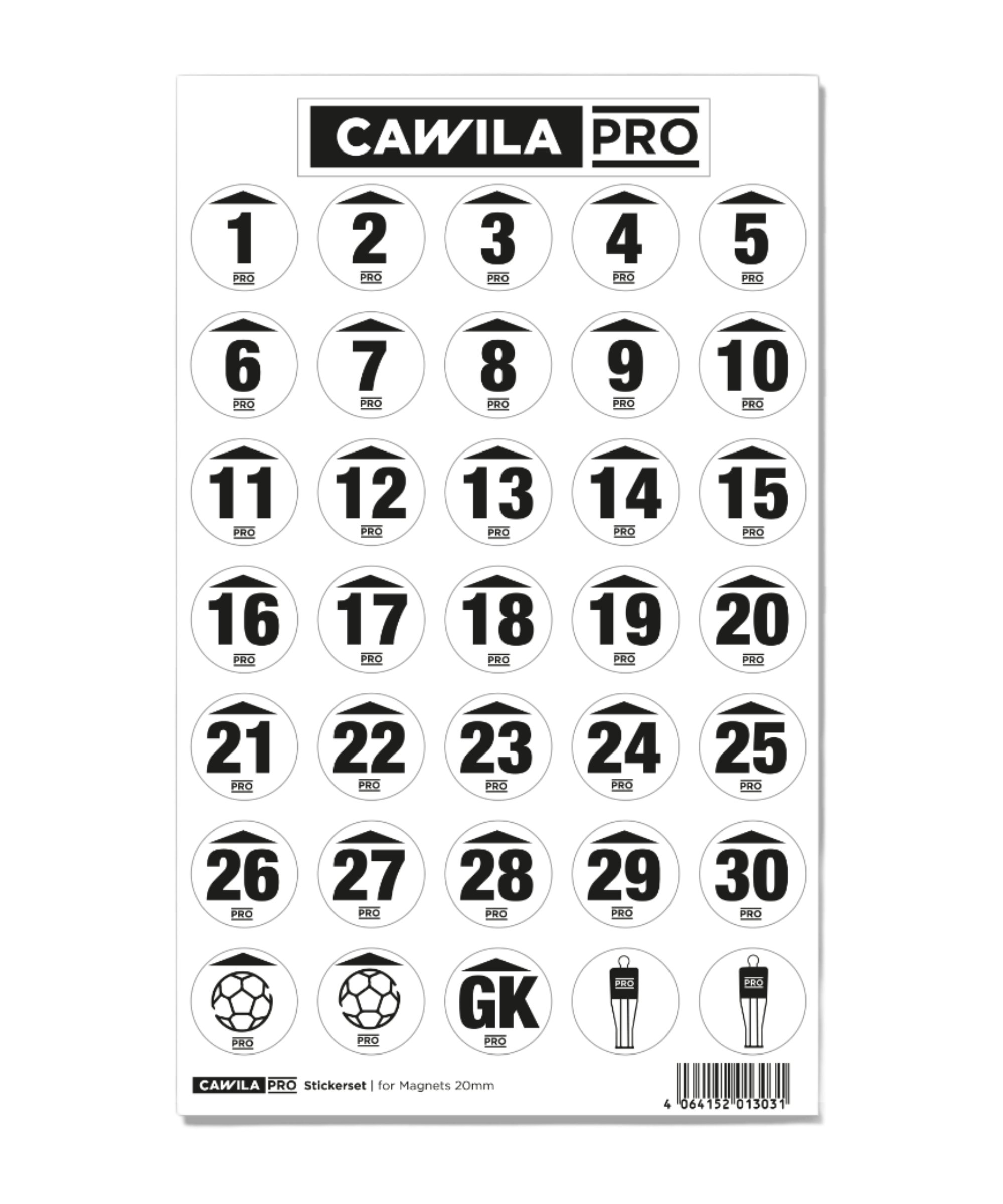 Cawila PRO Stickerset Rückennummer 20mm Schwarz - schwarz