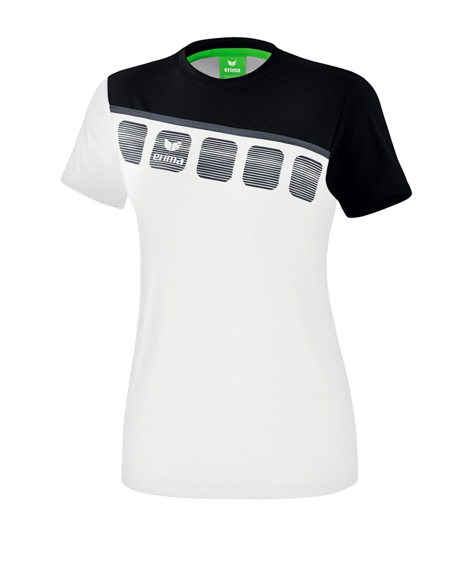 Erima 5-C T-Shirt Damen Weiss Schwarz - Weiss