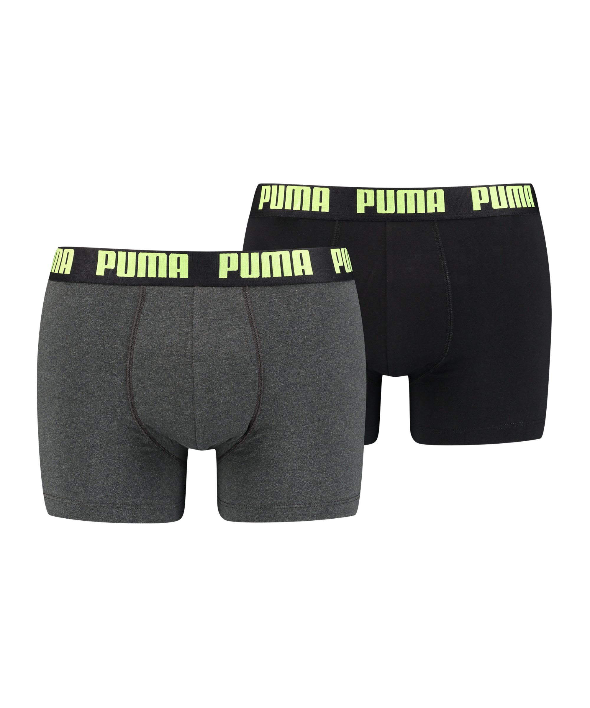 PUMA Basic Boxer 2er Pack Grau Gelb F019 - grau