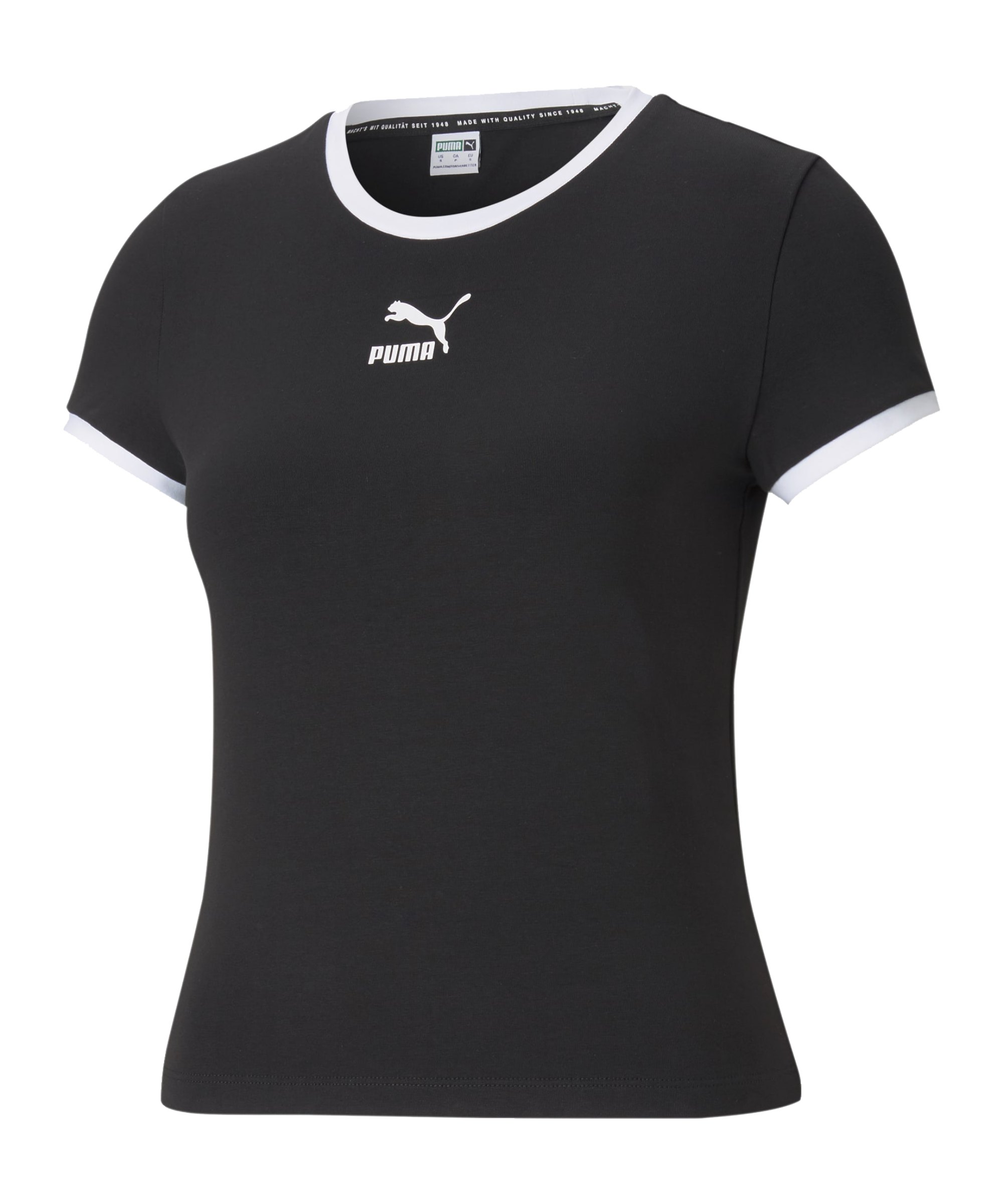 PUMA Classics Fitted T-Shirt Damen Schwarz F01 - schwarz