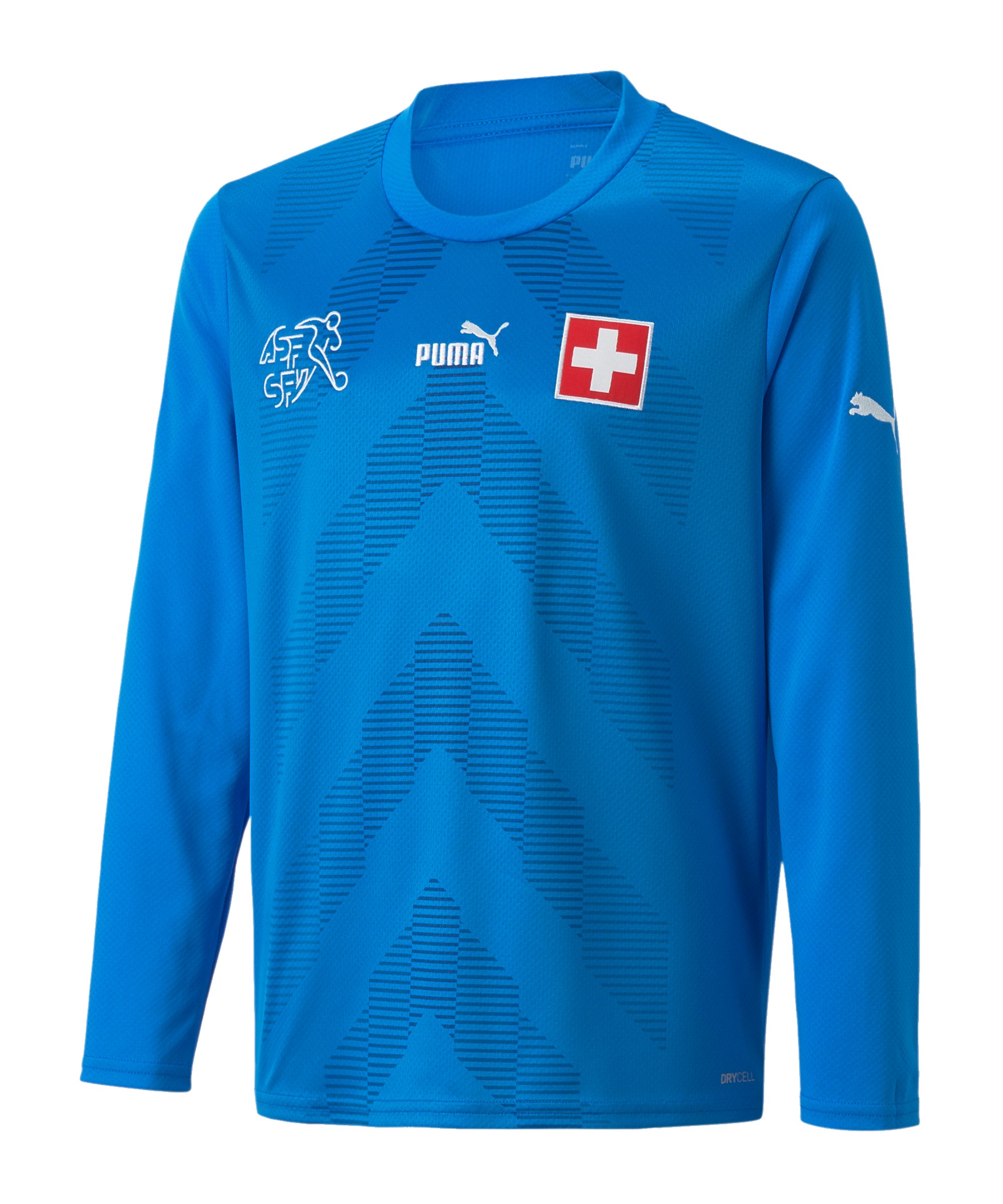 PUMA Schweiz TW-Trikot langarm WM 2022 Kids Blau F07 - blau