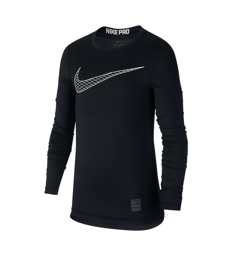 Nike Pro Longsleeve Shirt Kids Schwarz F010 - schwarz
