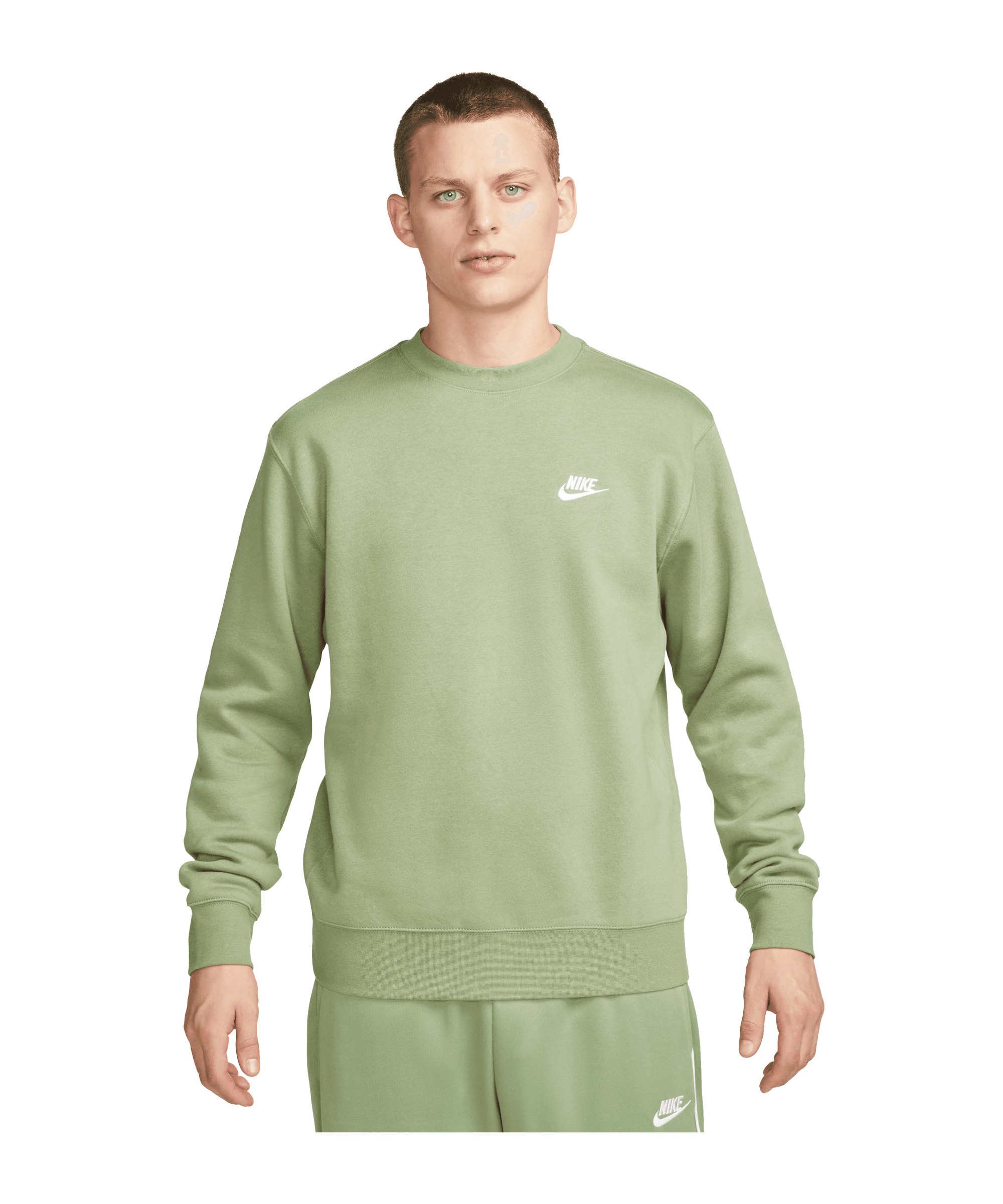 Nike Club Crew Sweatshirt Grün Weiss F386 - gruen