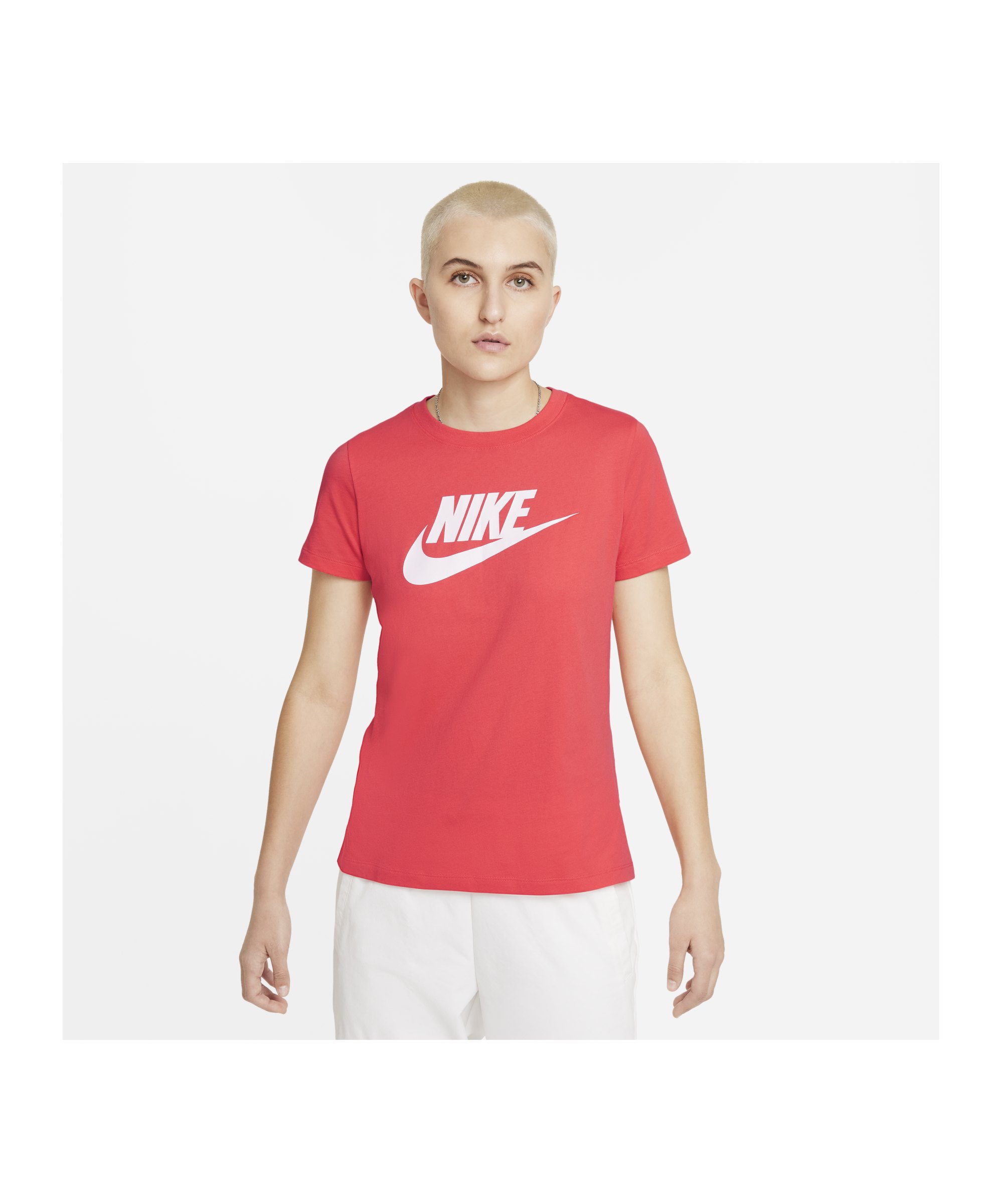 Nike Essential T-Shirt Damen Rot Weiss F814 - orange