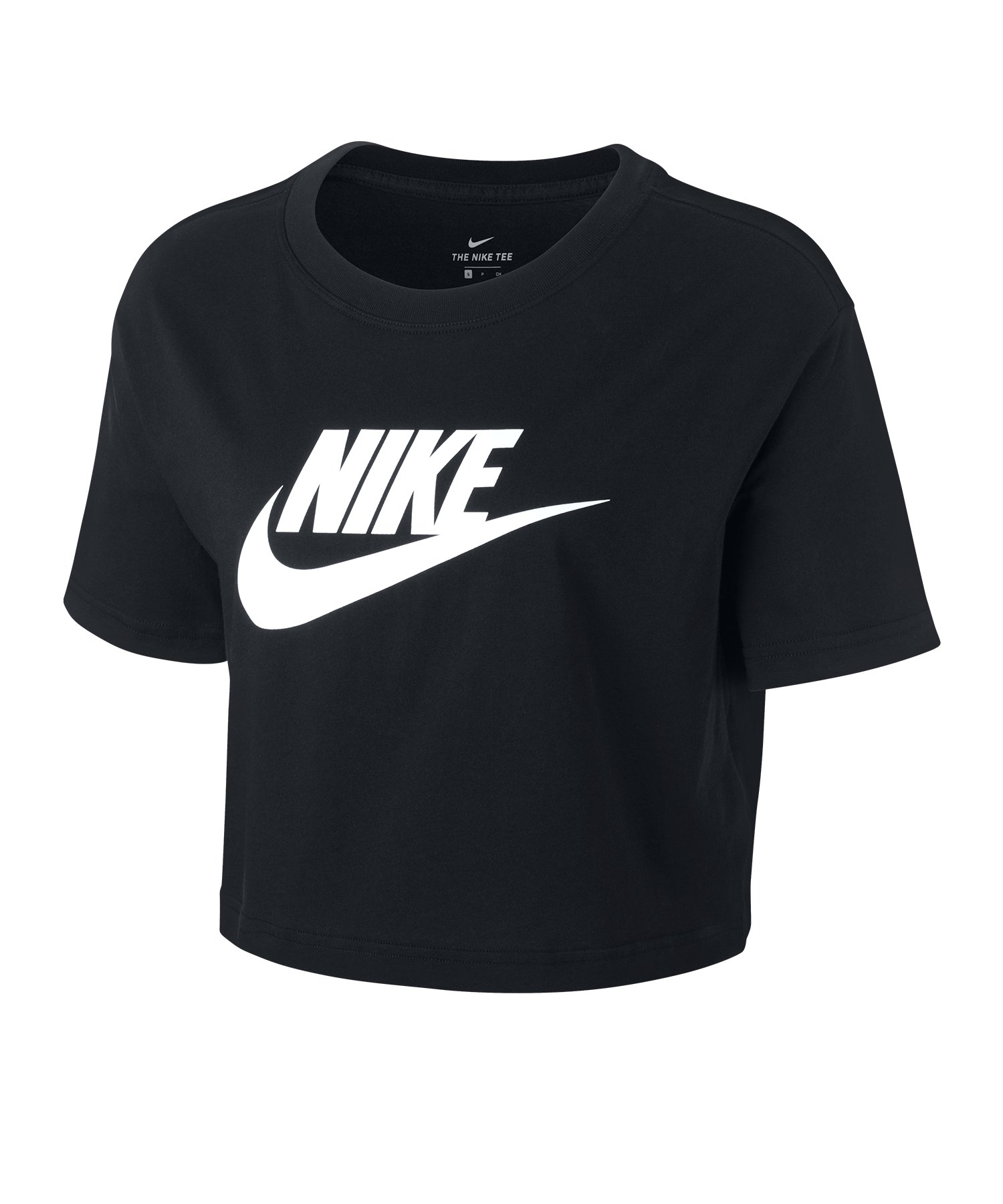Nike Essential Cropped T-Shirt Damen Schwarz F010 - schwarz