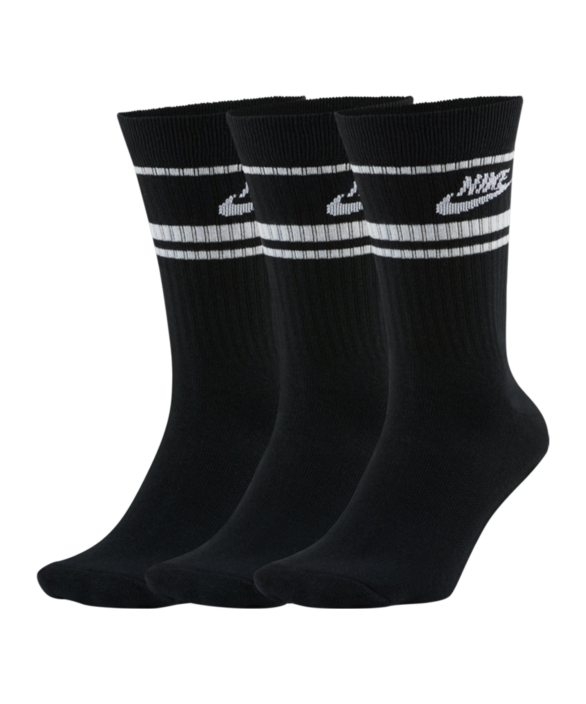 Nike Essential Crew Stripe Socken Schwarz F010 - schwarz