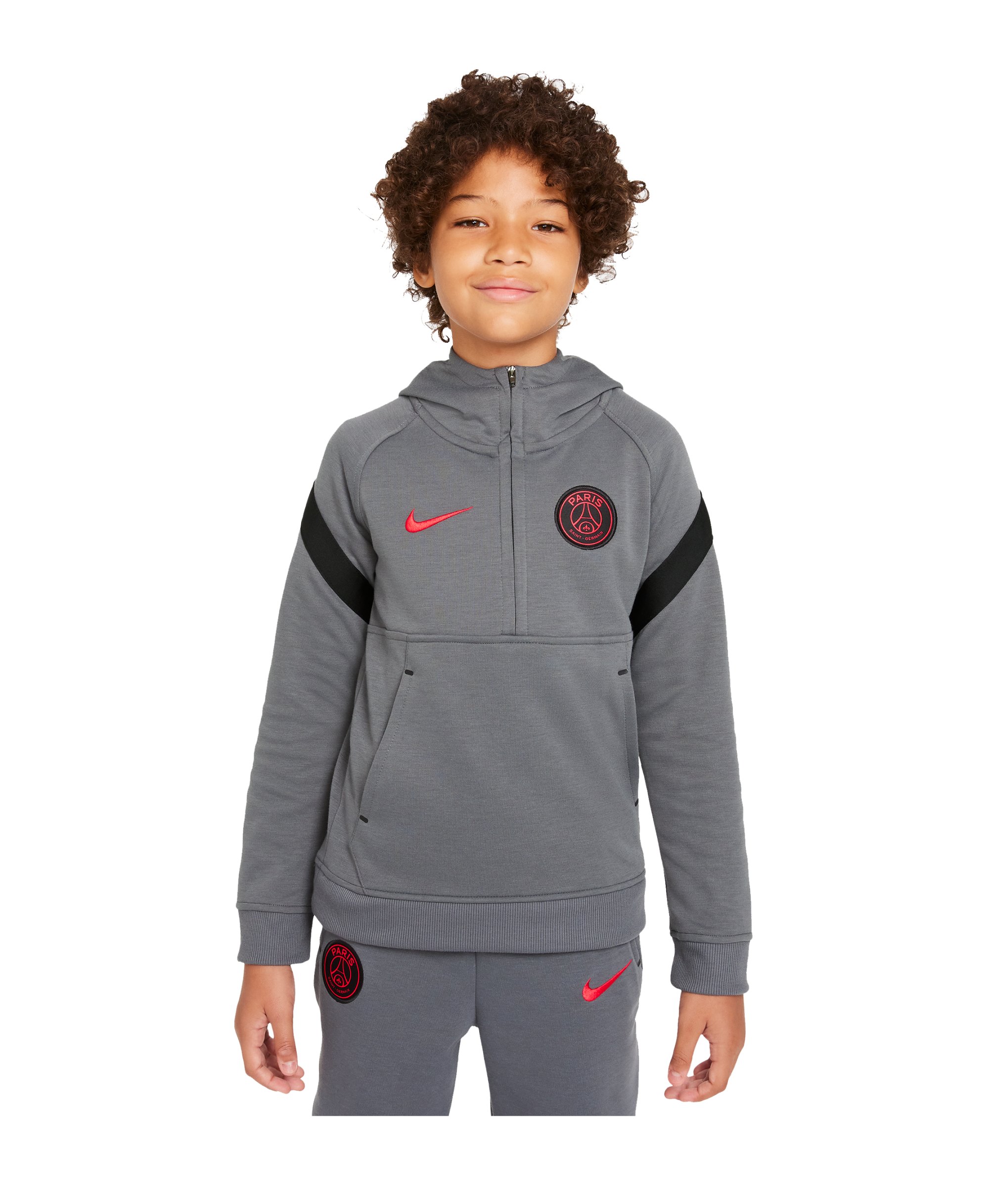 Nike Paris St. Germain Fleece Hoody Kids Grau F025 - grau