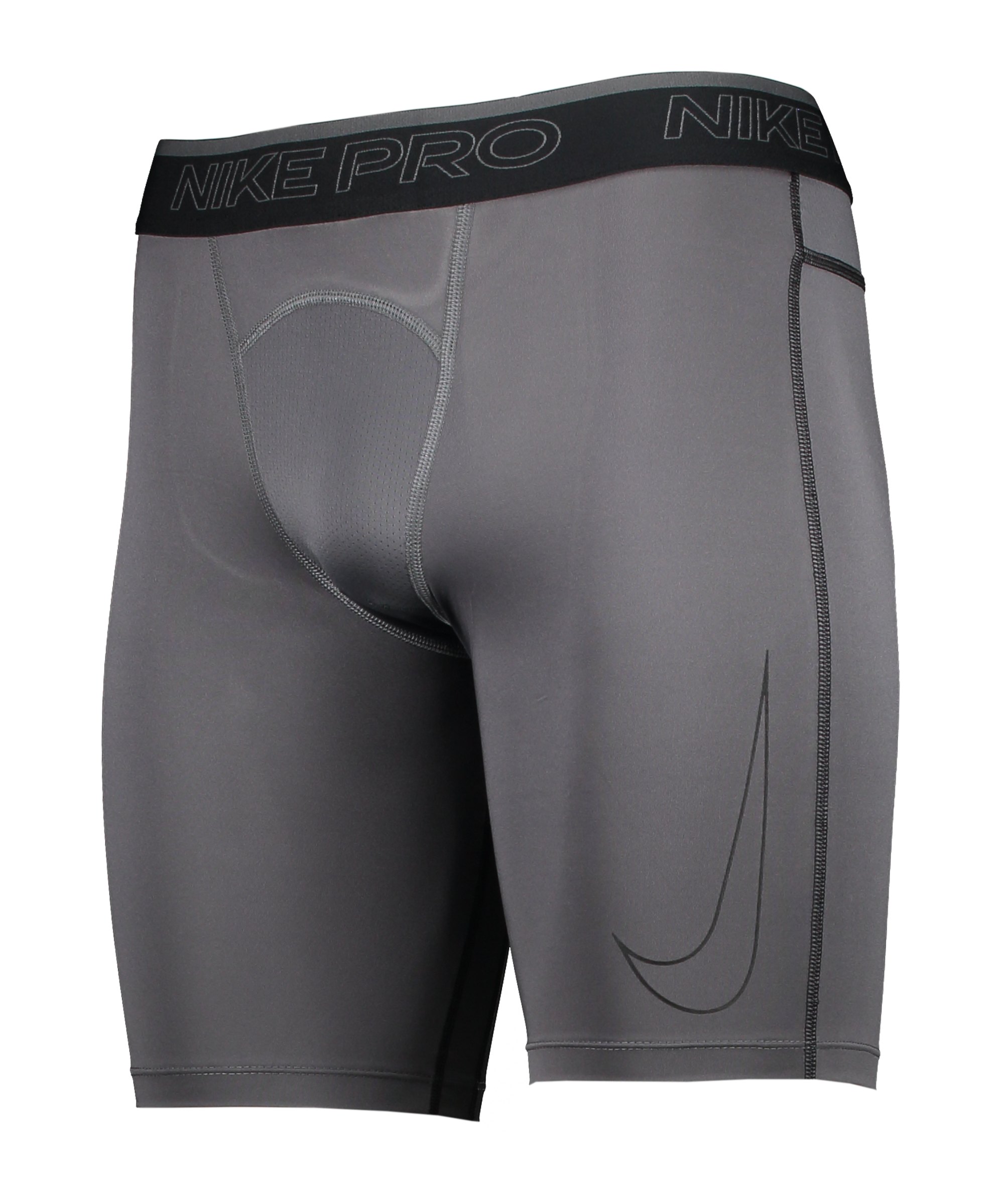 Nike Pro Long Short Grau Schwarz F068 - grau