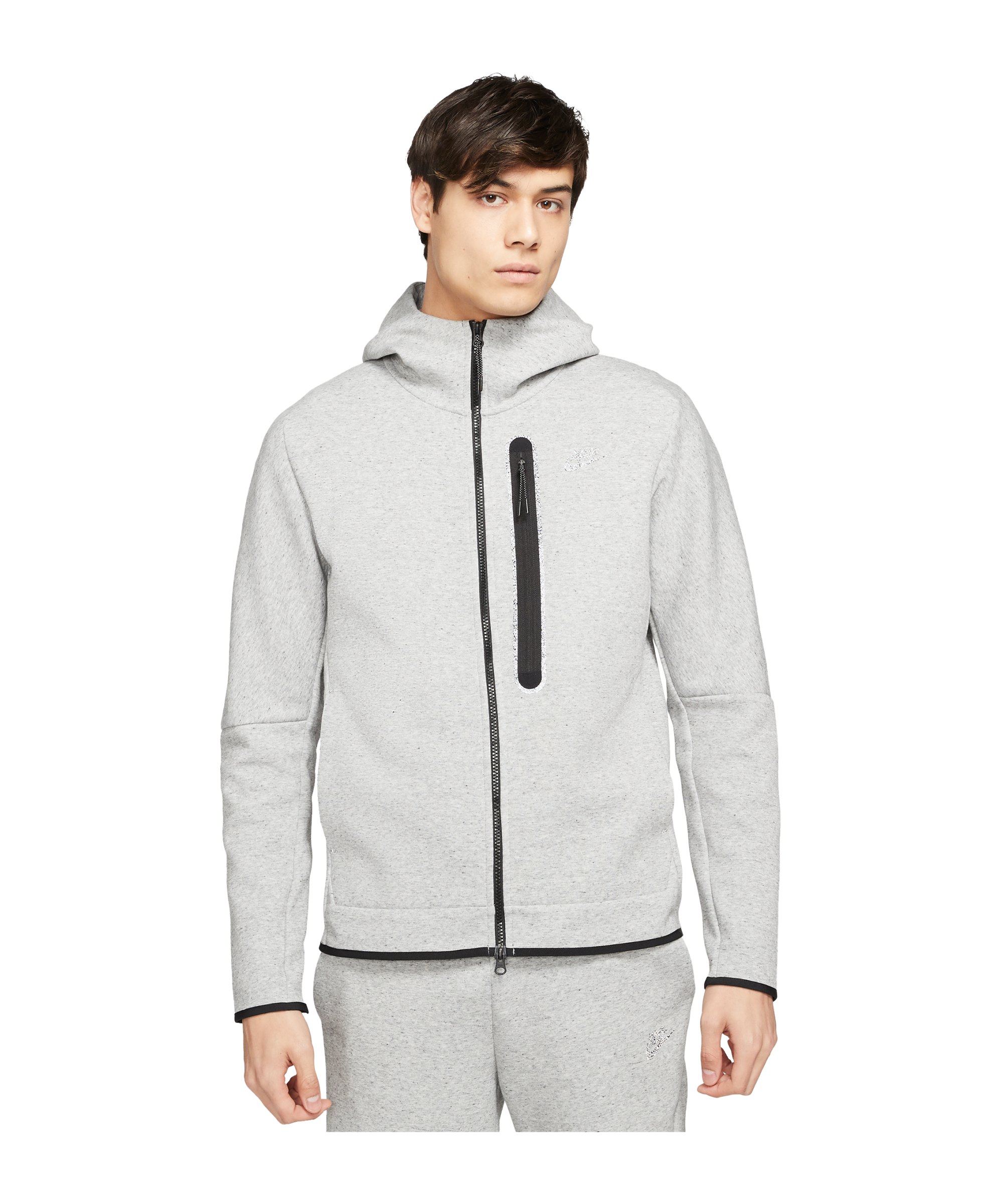 Nike Tech Fleece Kapuzenjacke Grau Schwarz F010 - grau