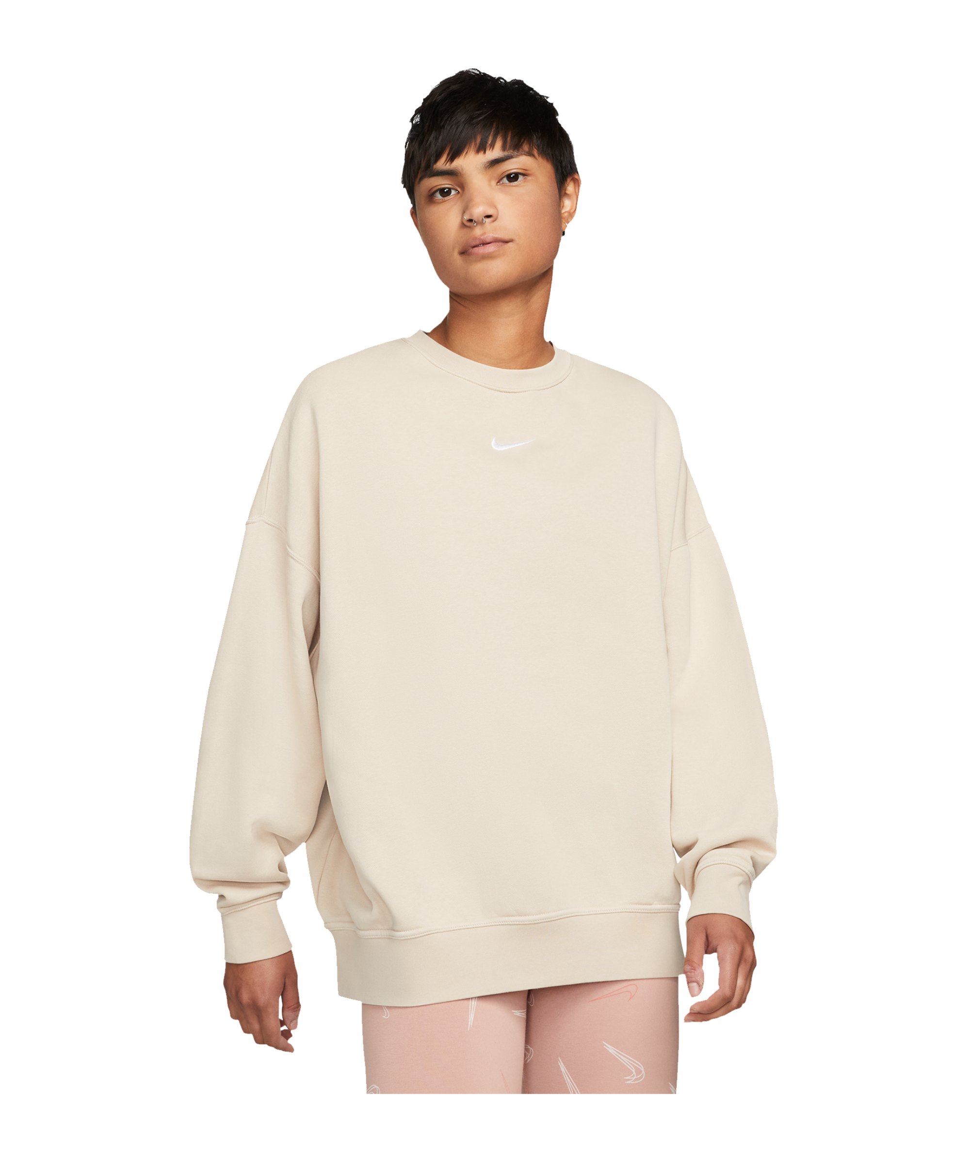 Nike Oversized Fleece Sweatshirt Damen Beige F126 - beige