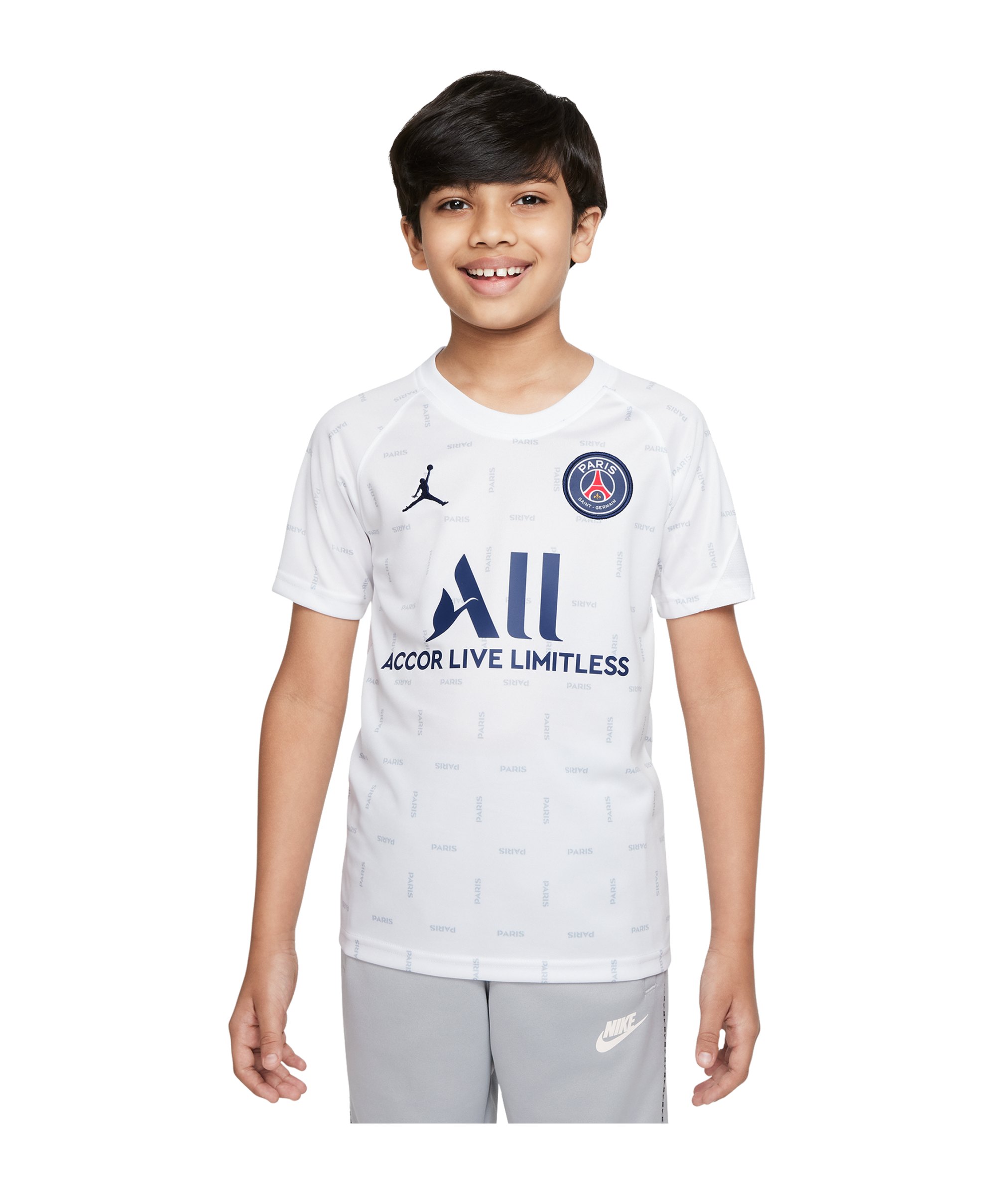 Jordan Paris St. Germain Prematch Shirt 2021/2022 Kids Weiss F101 - weiss