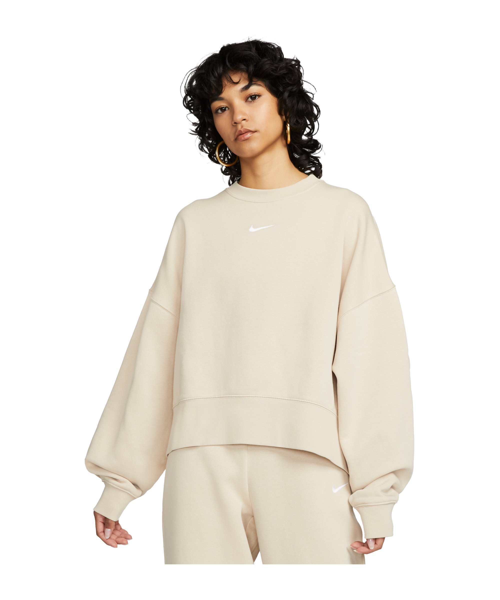 Nike Essentials Fleece Crew Sweatshirt Damen F126 - beige