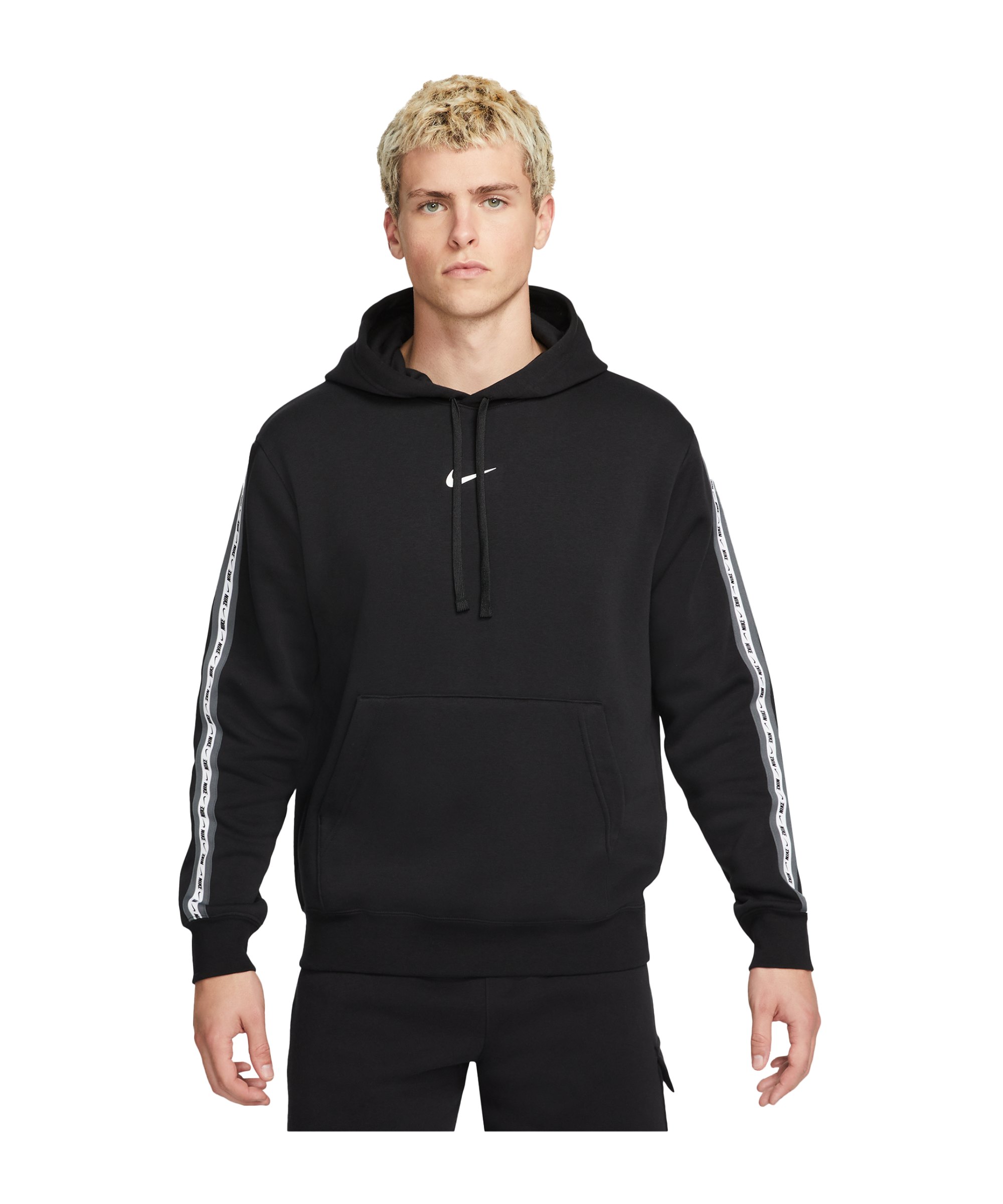 Nike Repeat Fleece Hoody Schwarz Grau F015 - schwarz