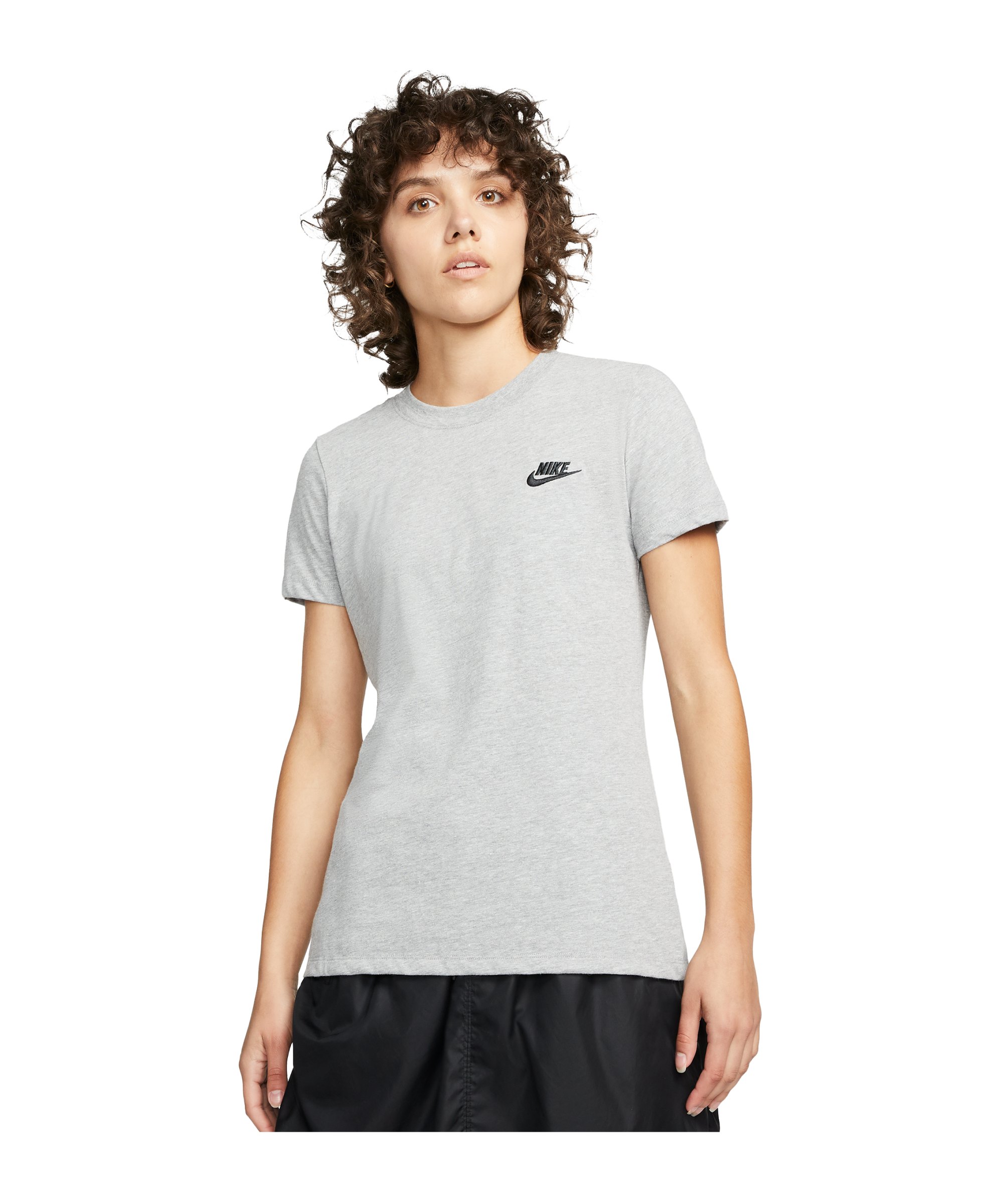 Nike Club T-Shirt Damen Grau Schwarz F063 - grau