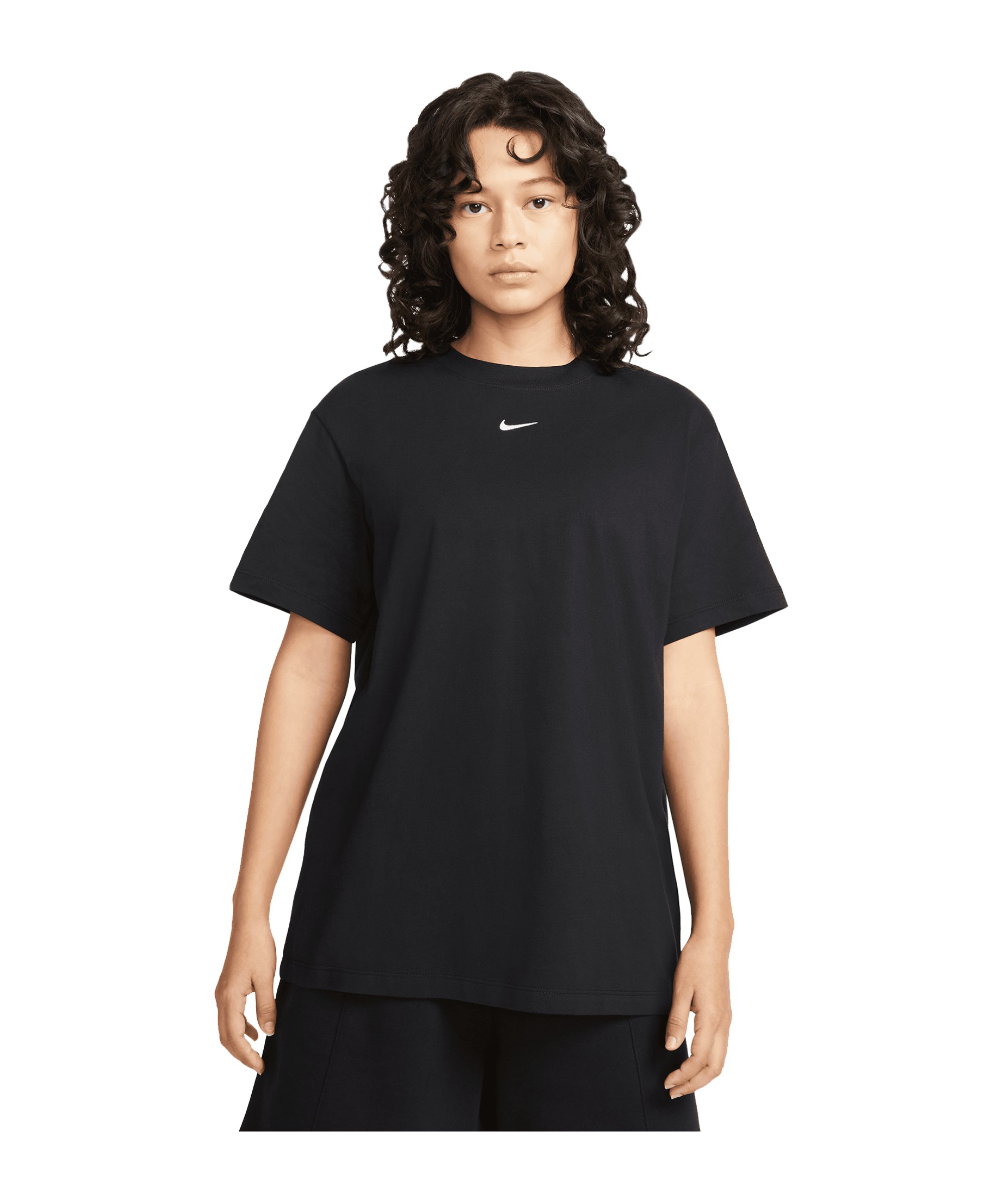 Nike Essential T-Shirt Damen Schwarz Weiss F010 - schwarz