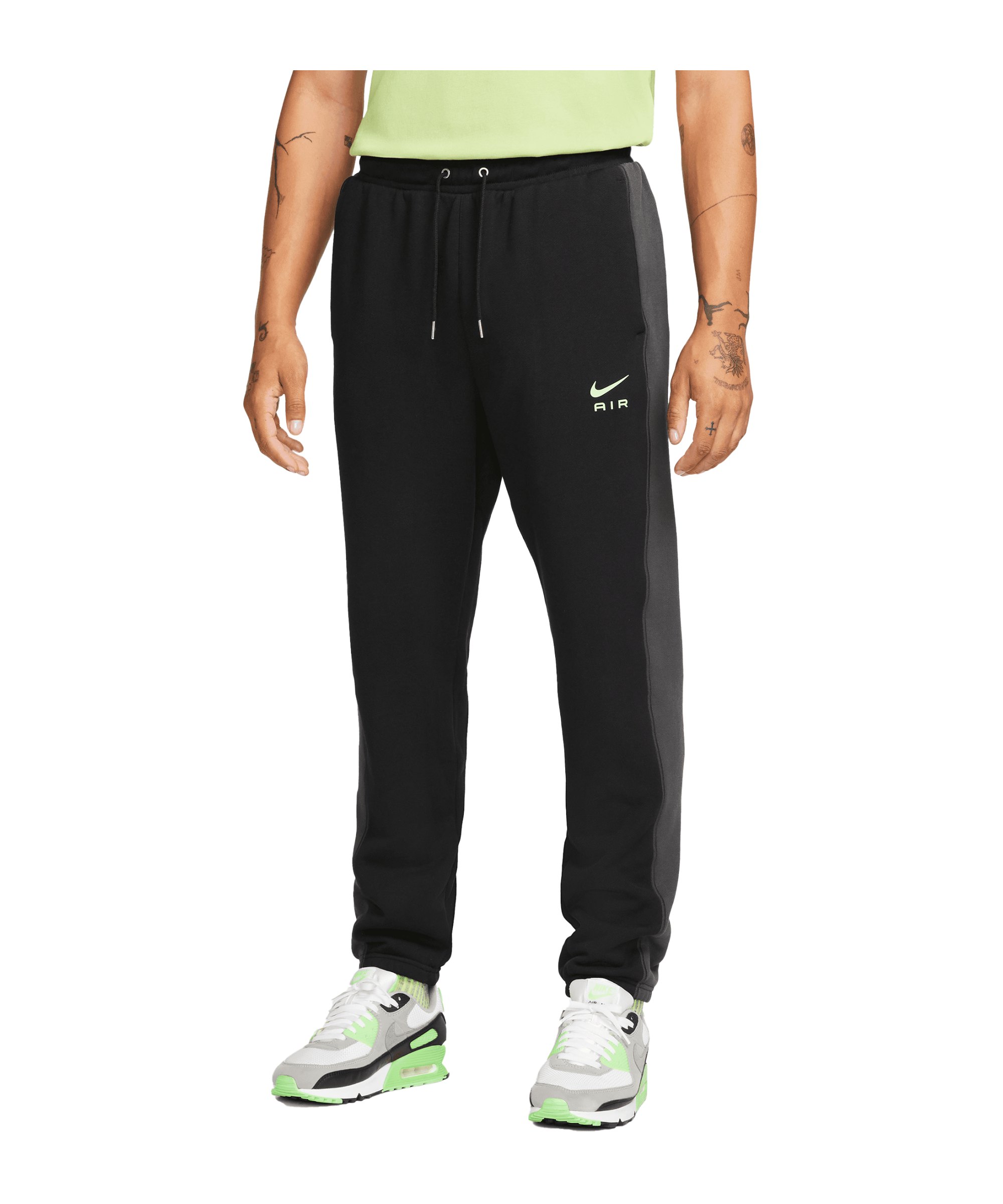 Nike Air FT Jogginghose Schwarz Grau Grün F011 - schwarz