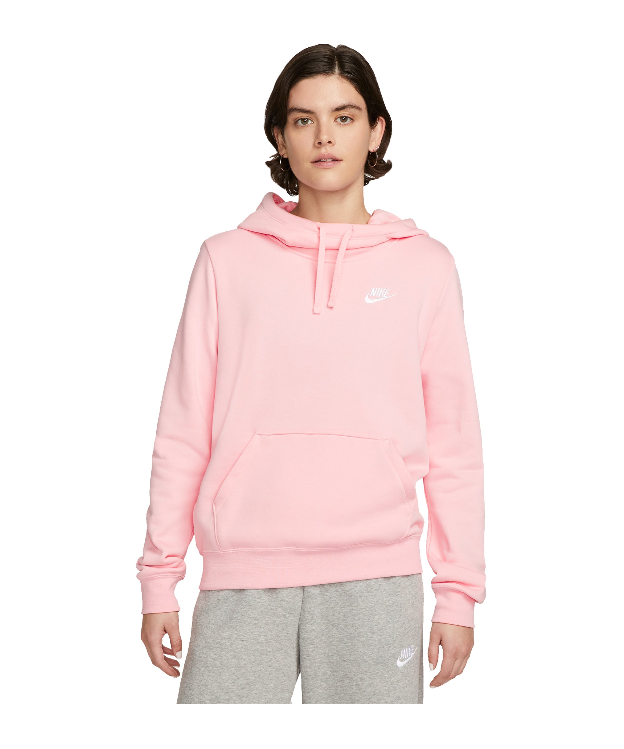 Nike Club Fleece Funnel Hoody Damen Schwarz F690 - pink