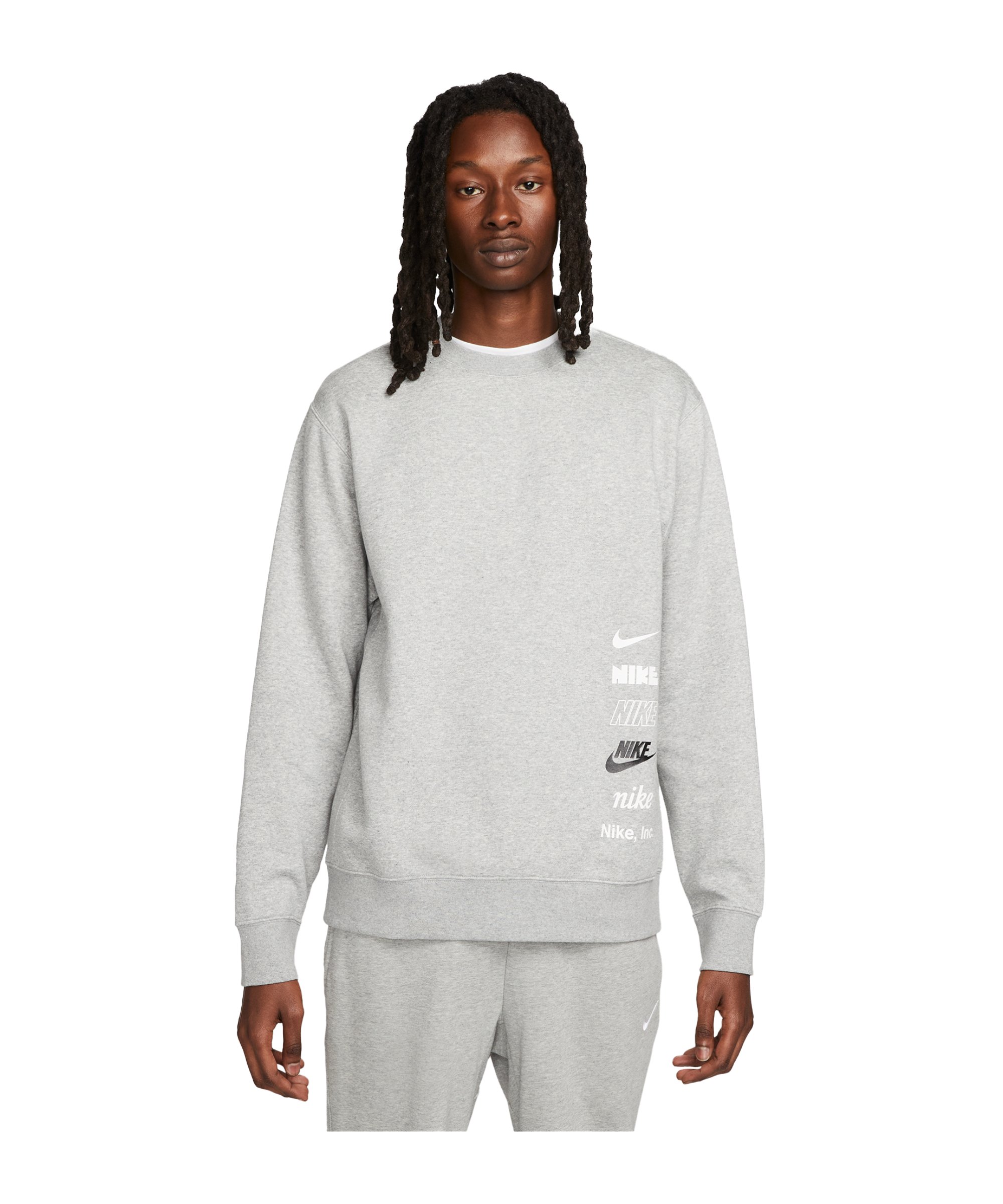 Nike Club Fleece Brushed Back Crew Sweatshirt F063 - grau