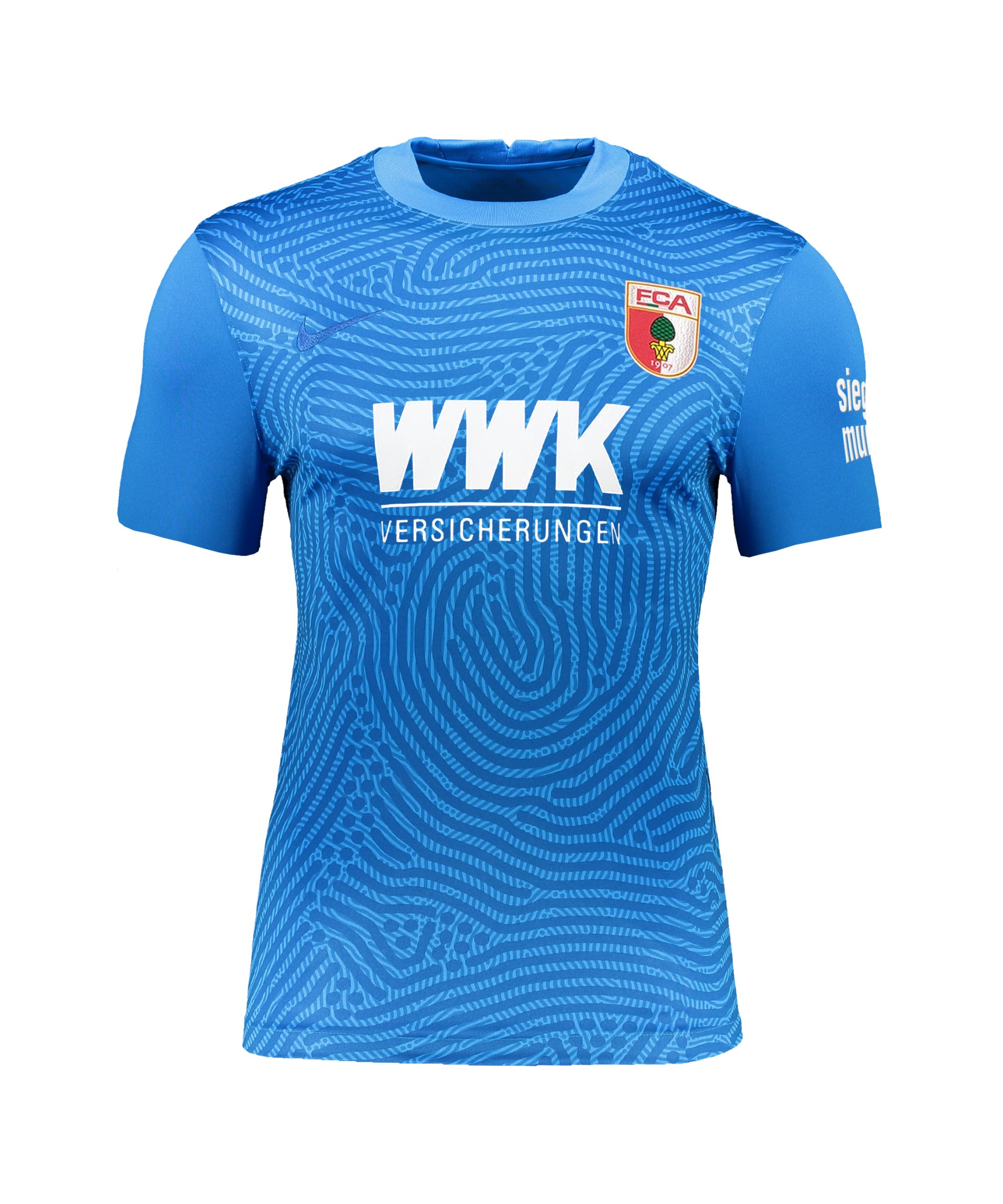 Nike FC Augsburg Torwarttrikot 2021/2022 kurzarm Blau F477 - blau