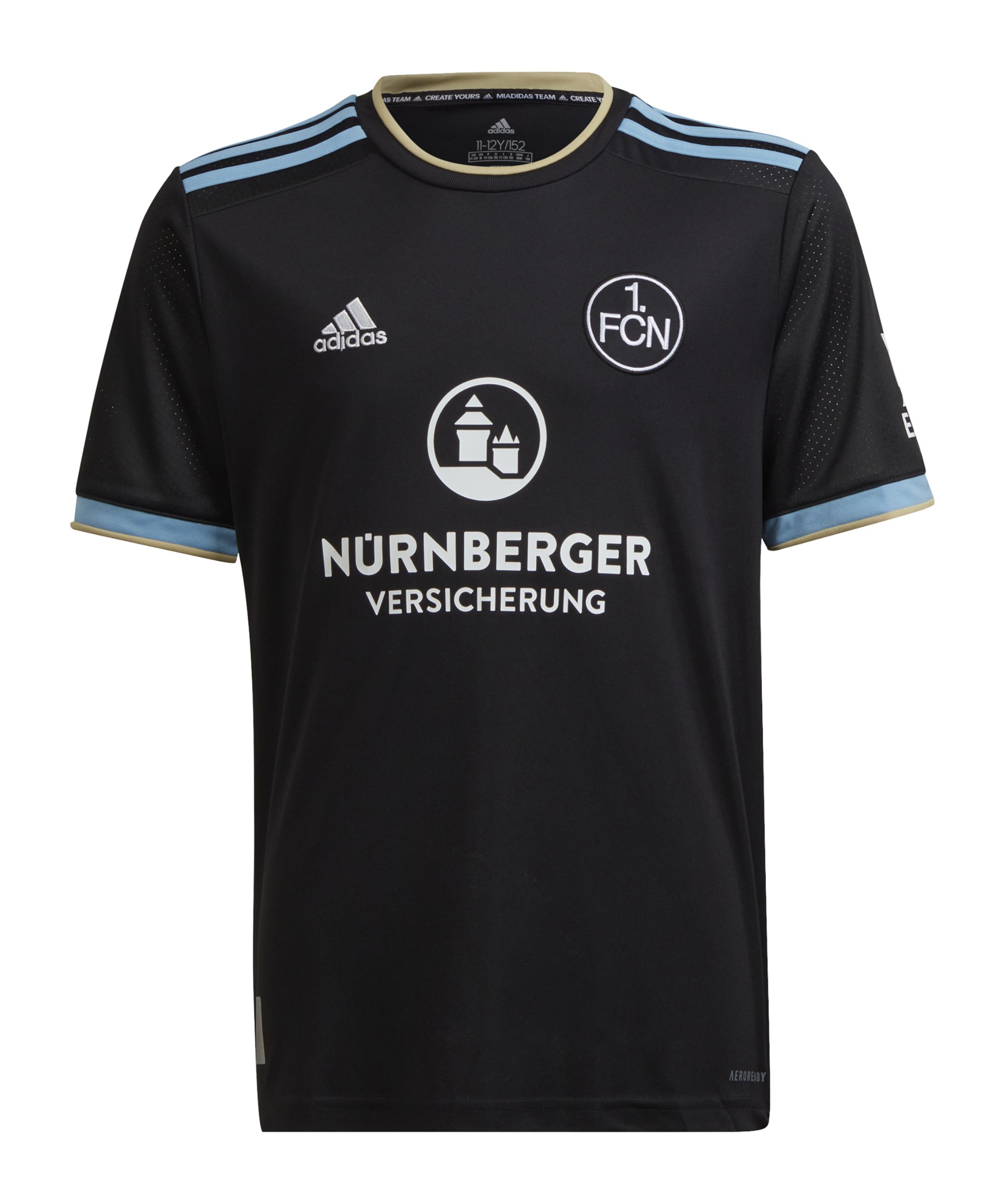 adidas 1. FC Nürnberg Trikot 3rd 2022/2023 Kids Schwarz - schwarz