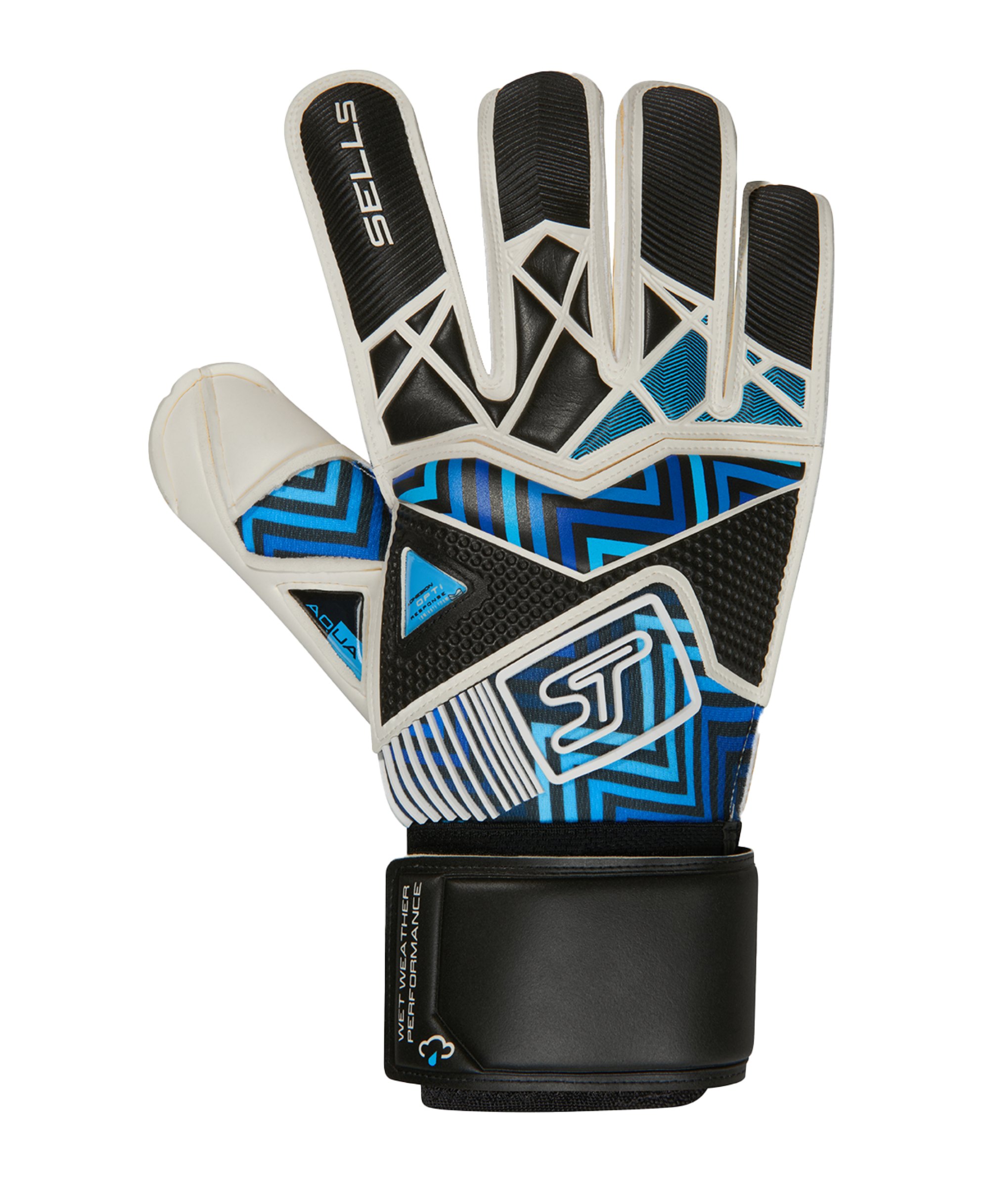 Sells Wrap Aqua Storm Rollfinger TW-Handschuhe Weiss Schwarz Blau - weiss