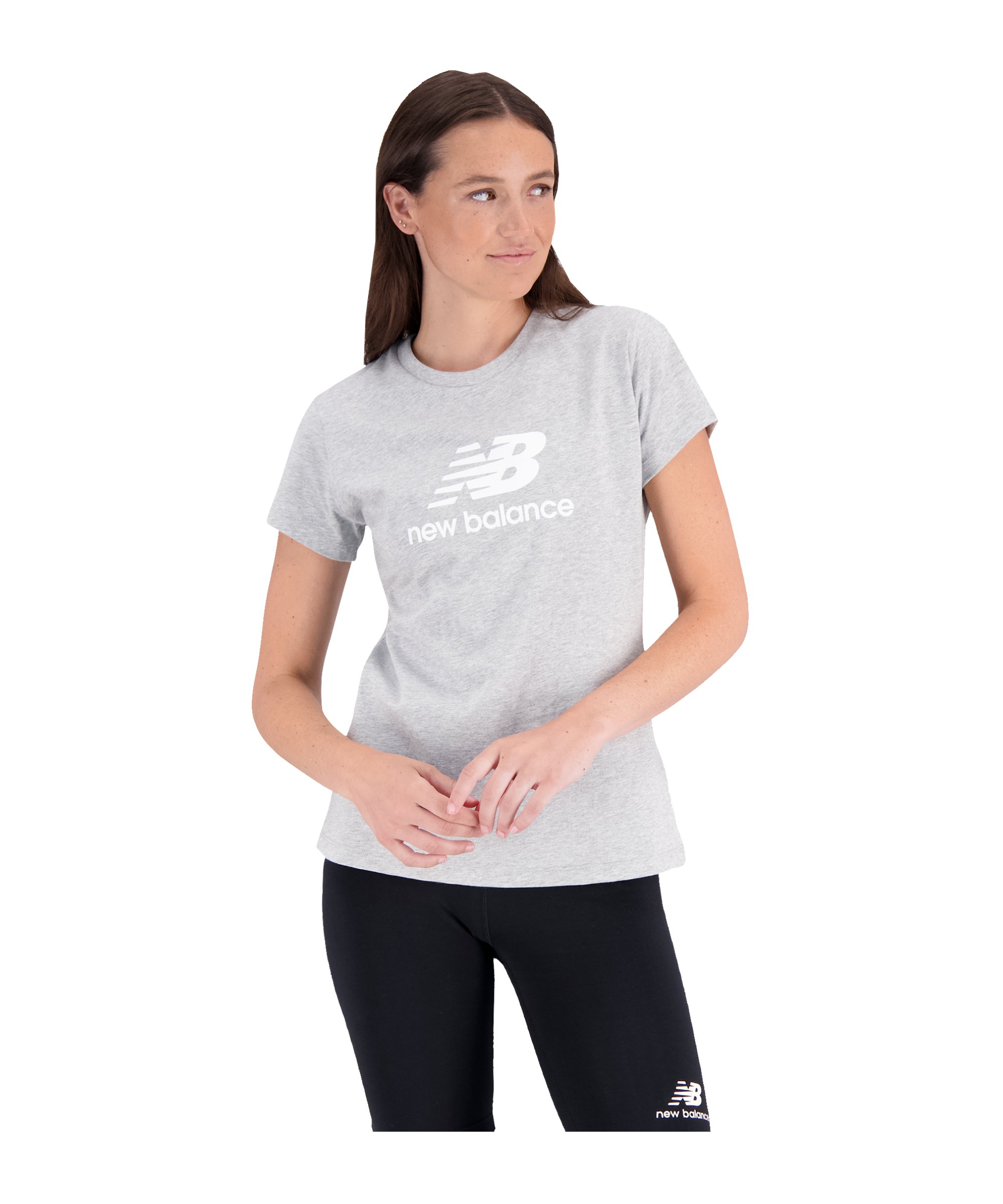 New Balance Essentials Logo T-Shirt Damen Grau FAG - grau