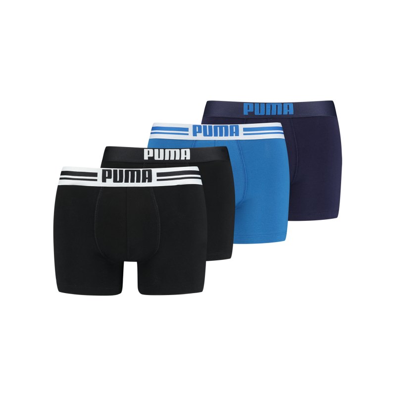 PUMA Placed Logo Boxer 4er Pack Blau Schwarz F001 - blau