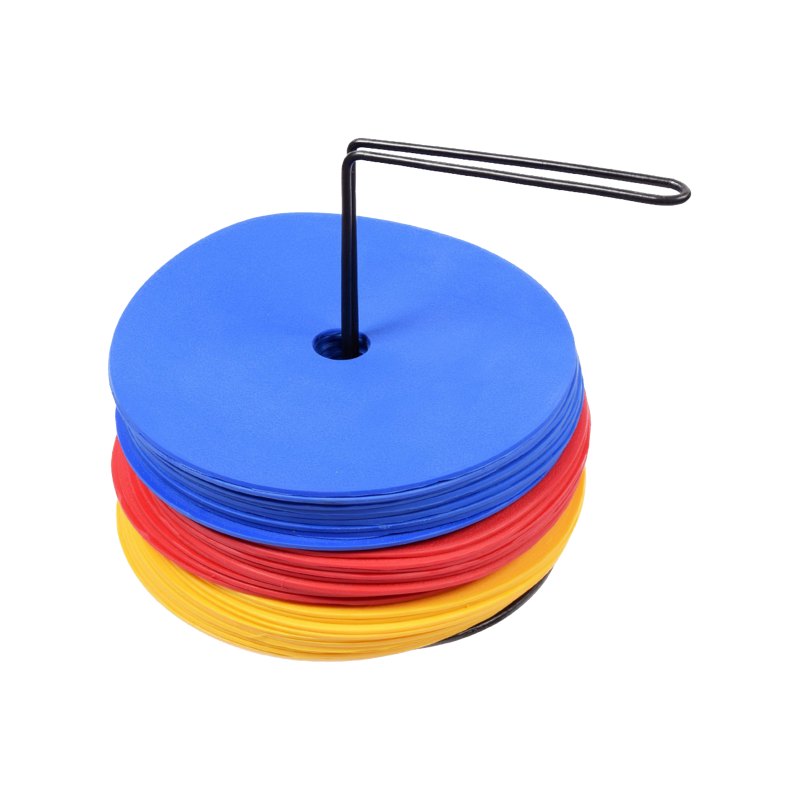 Cawila Floormarker 30er Set + Träger | Markierungsscheiben Gummi | Durchmesser 15cm - blau
