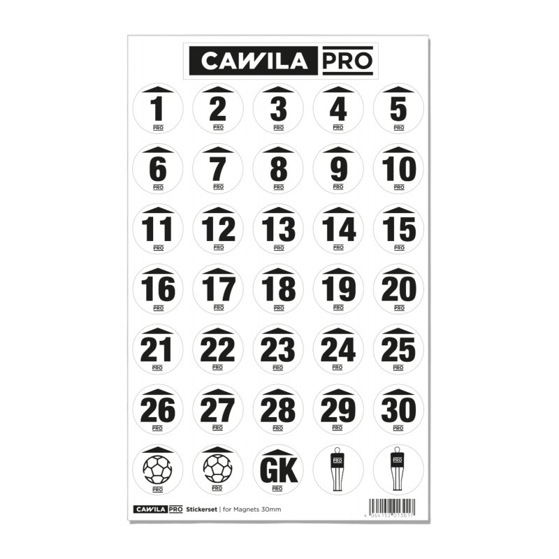 Cawila PRO Stickerset Rückennummer 30mm Schwarz - schwarz
