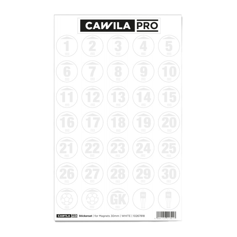 Cawila PRO Stickerset Rückennummer 30mm Weiss - weiss