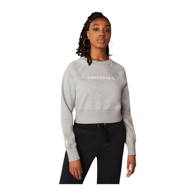 Converse Strip Wordmark Sweatshirt Damen Grau - grau