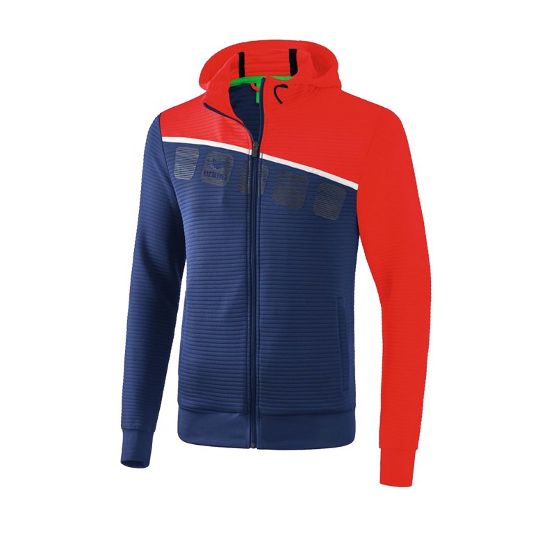 Erima 5-C Trainingsjacke mit Kapuze Blau Rot - Blau