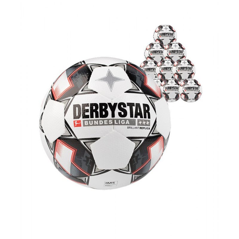 Derbystar Bundesliga Brillant APS Replica 10xFussball Weiss F123 - weiss