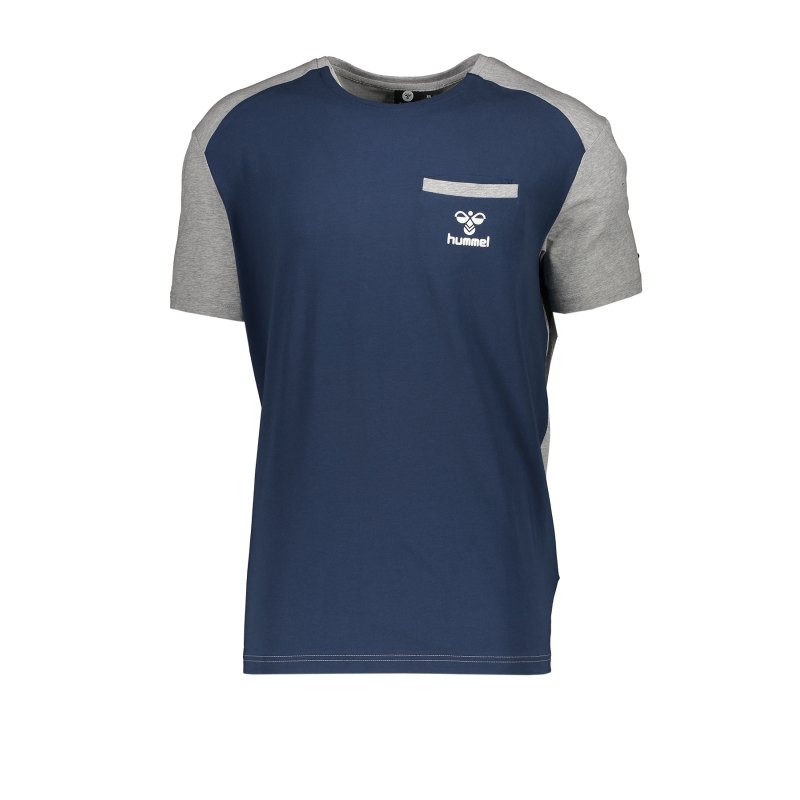 Hummel Flint T-Shirt kurzarm Blau Grau F8744 - blau