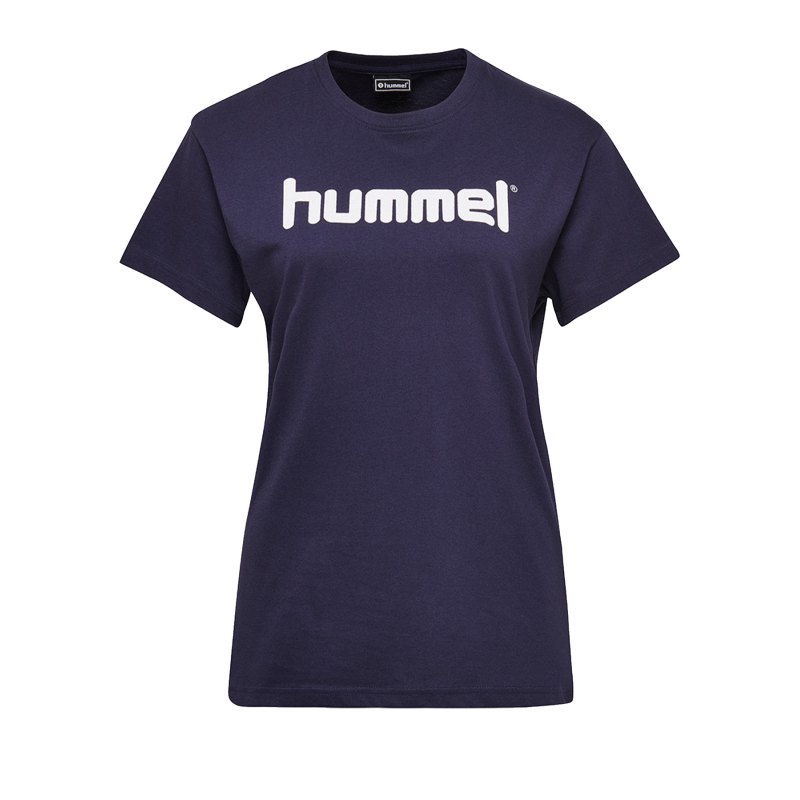 Hummel Cotton T-Shirt Logo Damen Blau F7026 - Blau