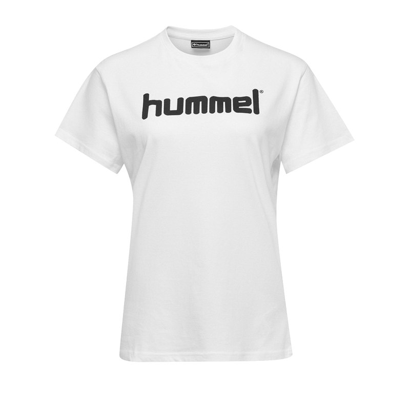 Hummel Cotton T-Shirt Logo Damen Weiss F9001 - Weiss
