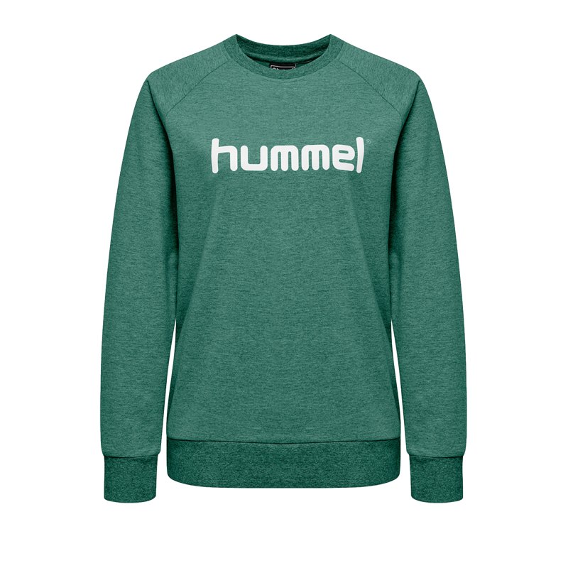 Hummel Cotton Logo Sweatshirt Damen Grün F6140 - Gruen