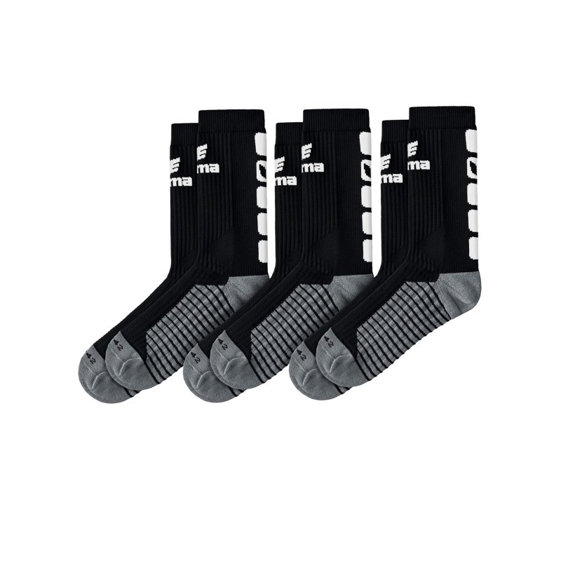Erima 3-Pack CLASSIC 5-C Socken Schwarz Weiss - Schwarz