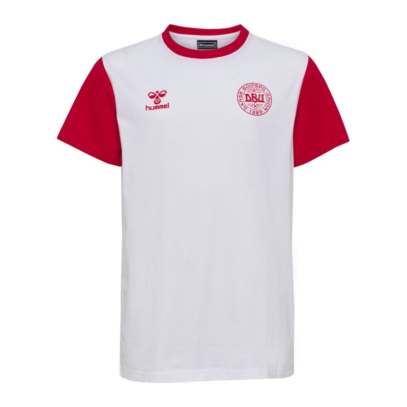 Hummel Dänemark Fan Blockshirt Kids Weiss Rot F9160 - weiss