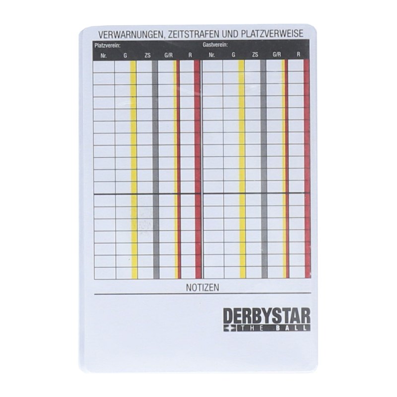 Derbystar Schiedsrichter Spiel-Notizkarten - weiss