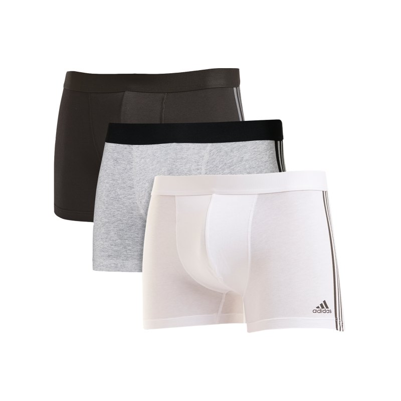adidas Active Flex Cotton Trunk Boxershort 3er Pack Weiss Grau Schwarz F908 - grau