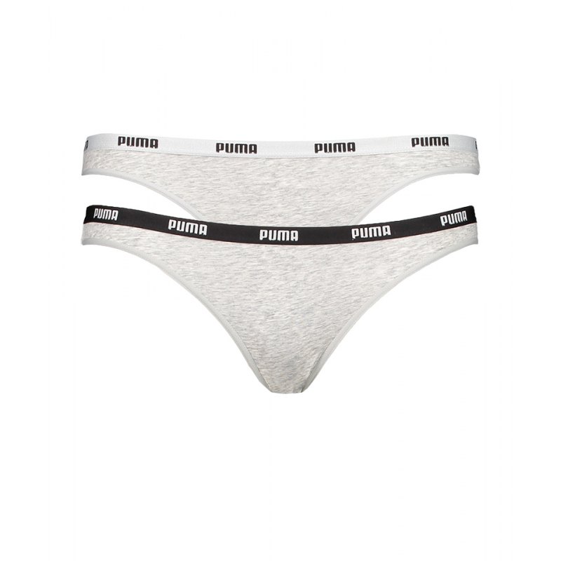 PUMA Iconic Bikini Slip 2er Pack Damen Grau F328 - grau