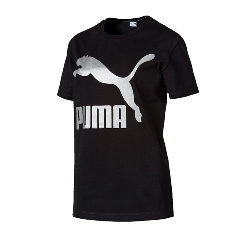 PUMA Classics Logo Tee T-Shirt Damen Schwarz F01 - schwarz
