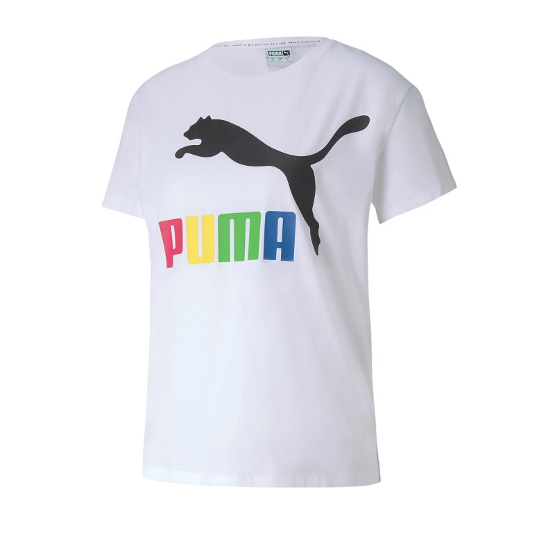 PUMA Classic Logo T-Shirt Damen Weiss F92 - weiss