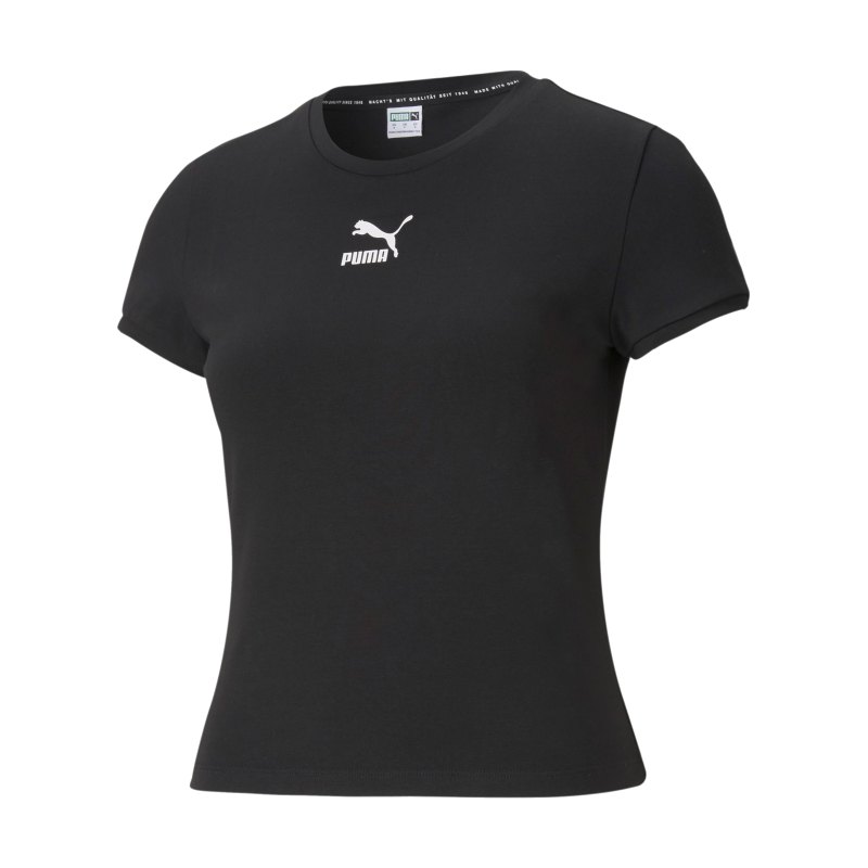 PUMA Classics Fitted T-Shirt Damen Schwarz F51 - schwarz