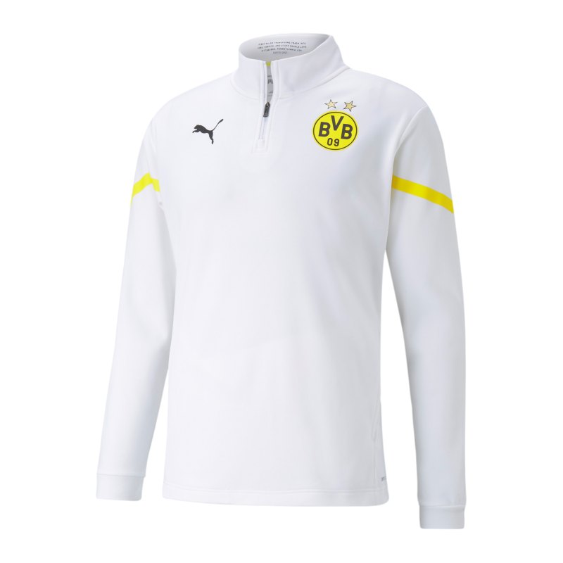 PUMA BVB Dortmund Prematch HalfZip Sweatshirt 2021/2022 Weiss Gelb F08 - weiss