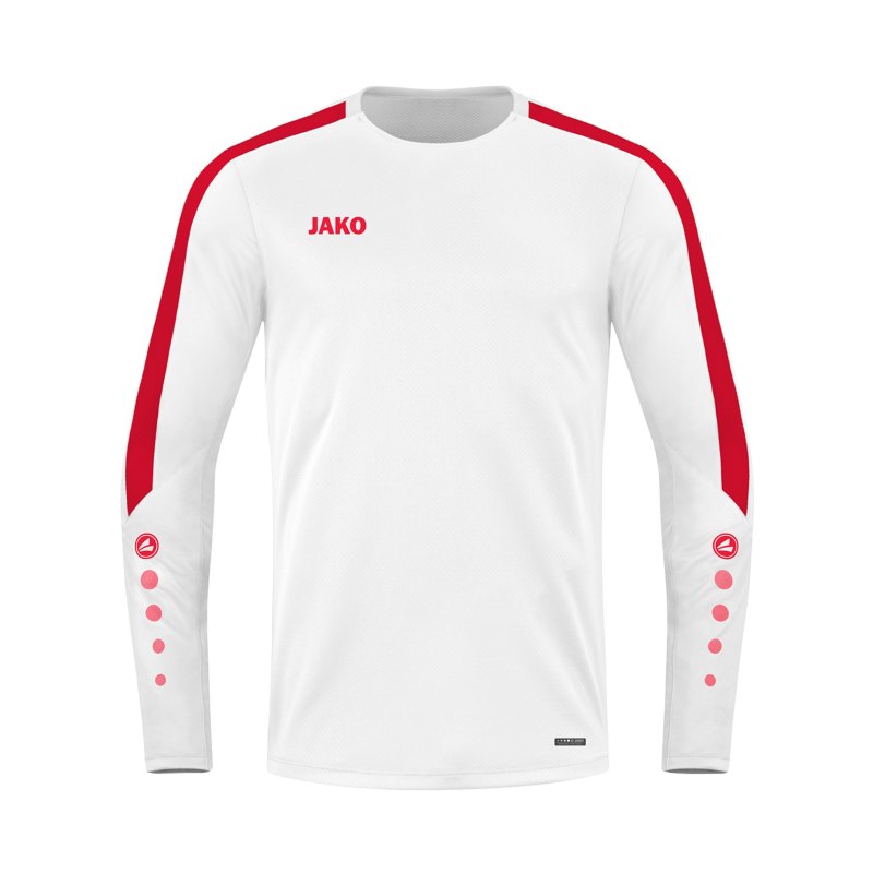 JAKO Power Sweatshirt Weiss Rot F004 - weiss