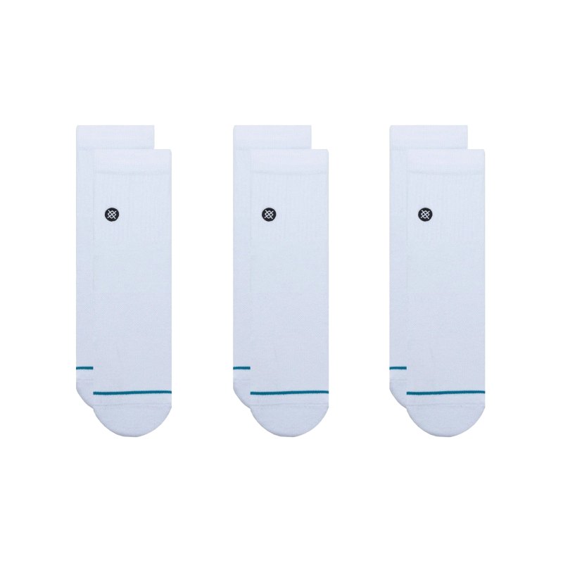 Stance Icon Quarter Socken 3er Pack Weiss Blau - weiss