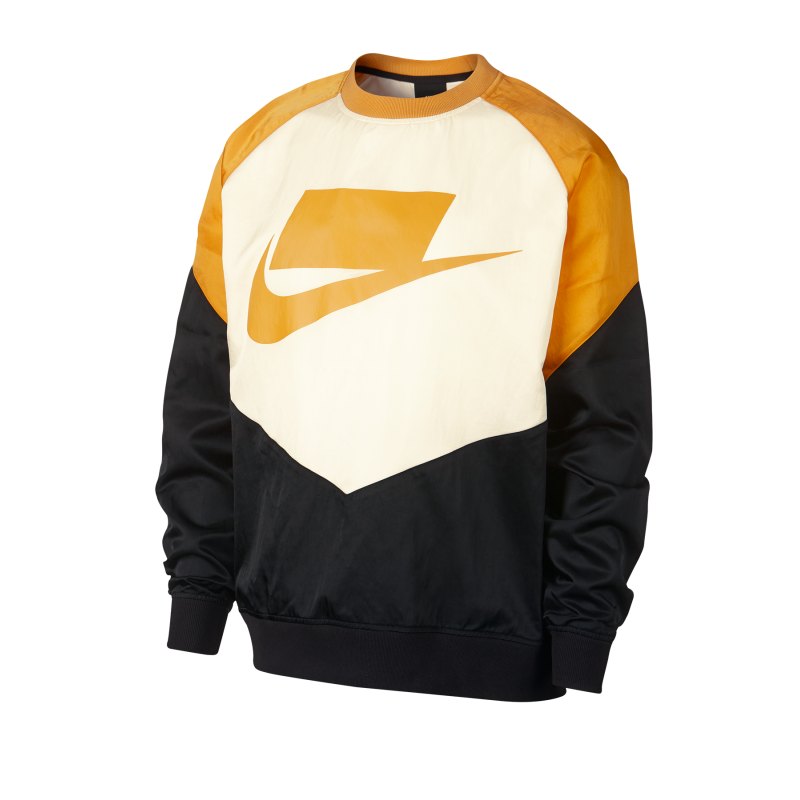 Nike Crew Woven Sweatshirt Schwarz Gelb F010 - Schwarz